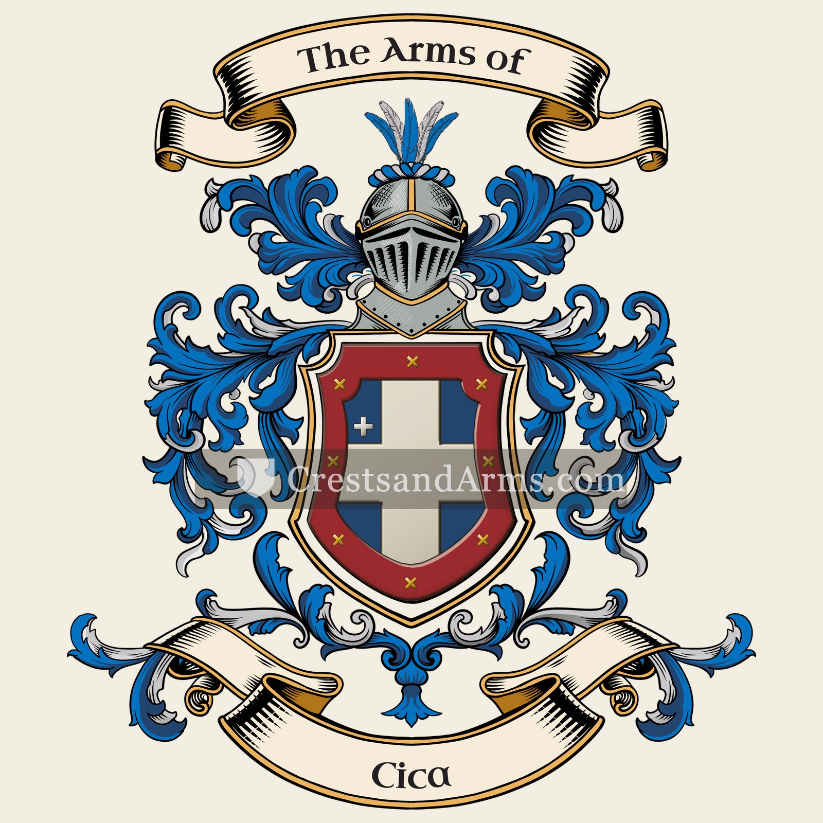 The Cica coat of arms, drawn from the recorded blazon