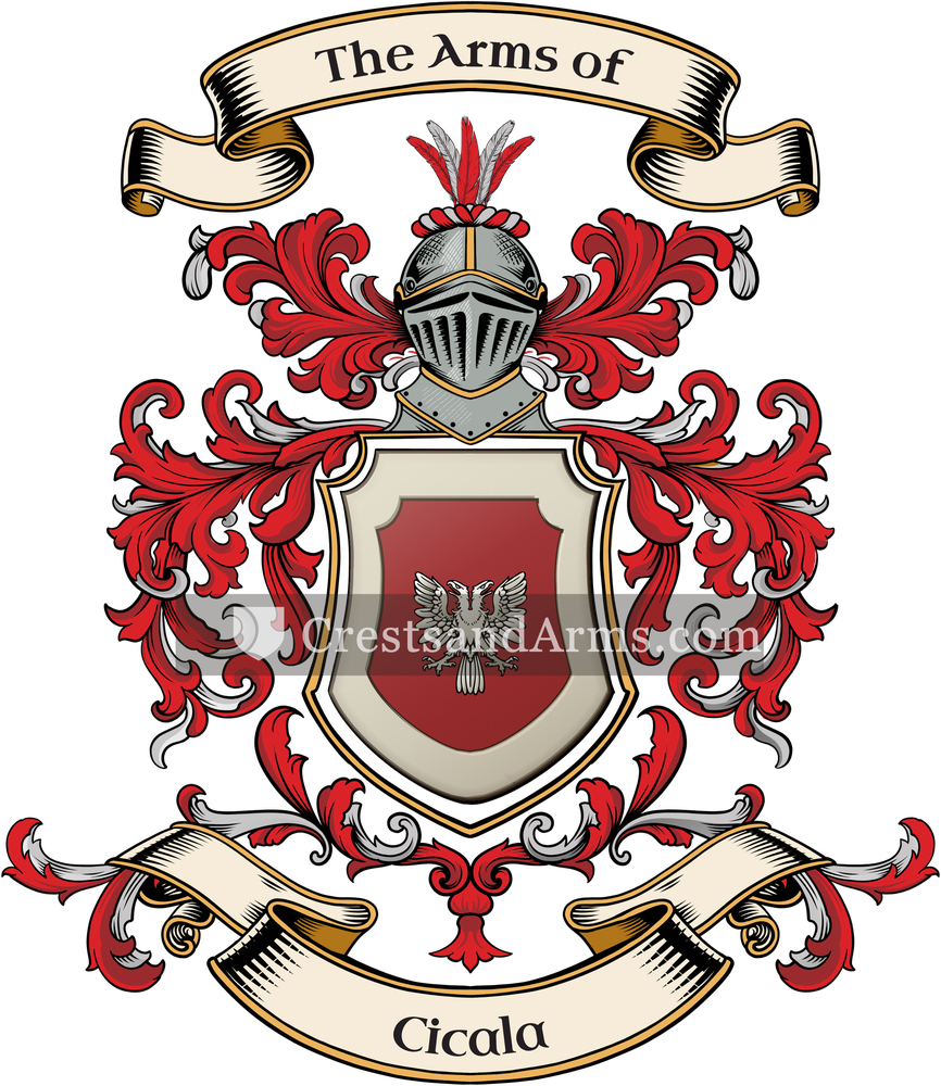 The Cicala coat of arms, drawn from the recorded blazon