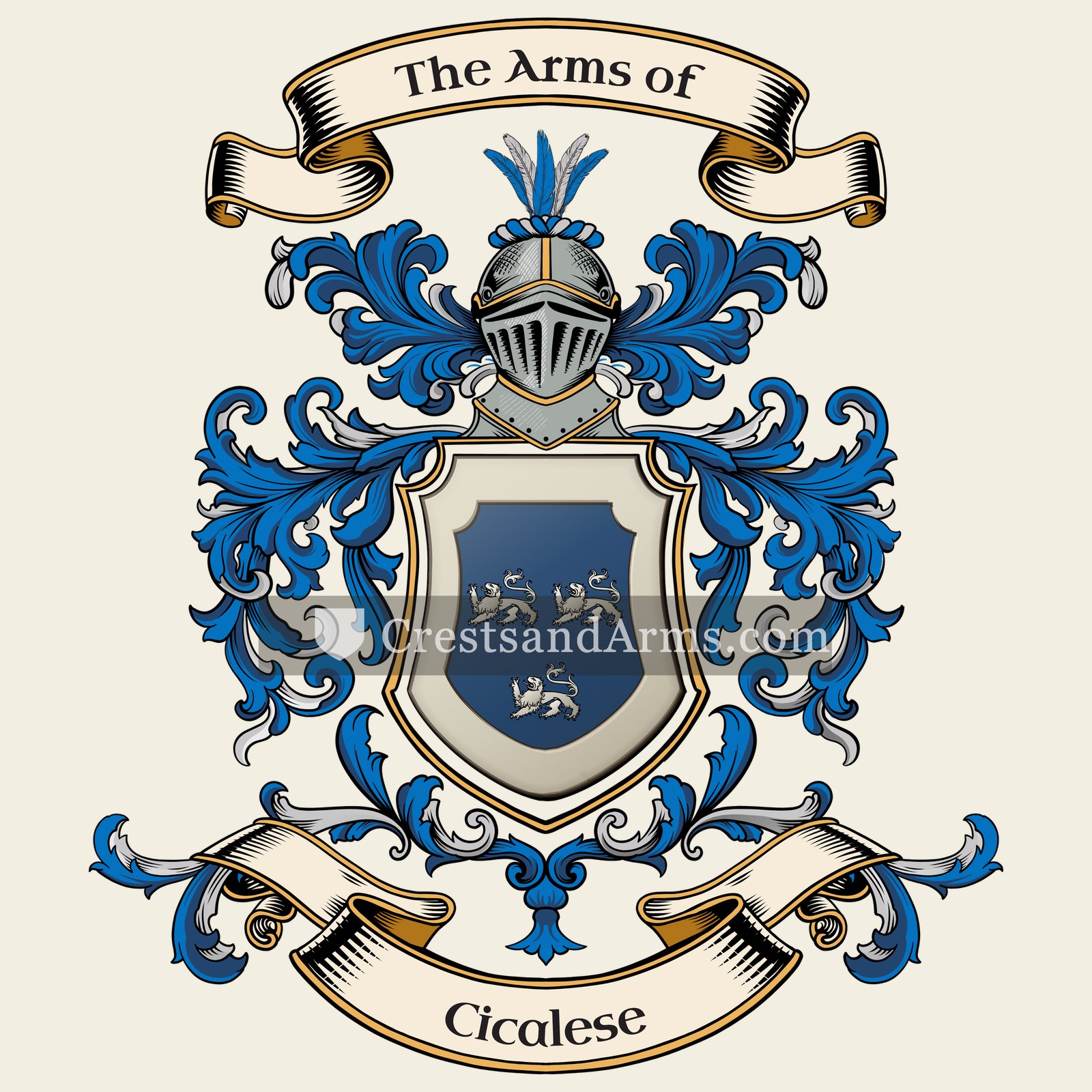 The Cicalese coat of arms, drawn from the recorded blazon
