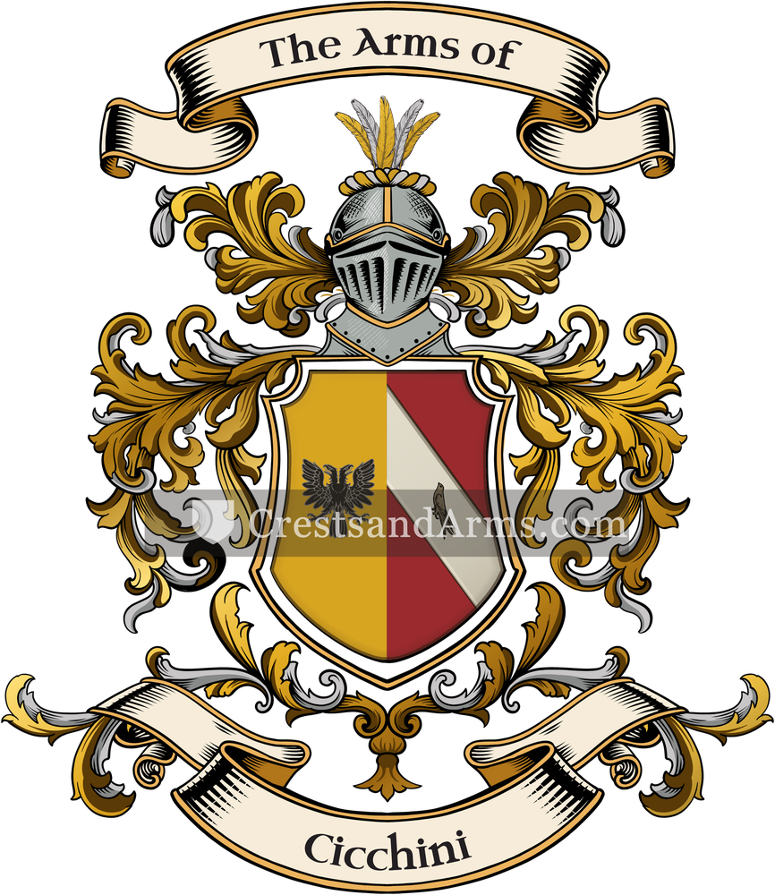 The Cicchini coat of arms, drawn from the recorded blazon