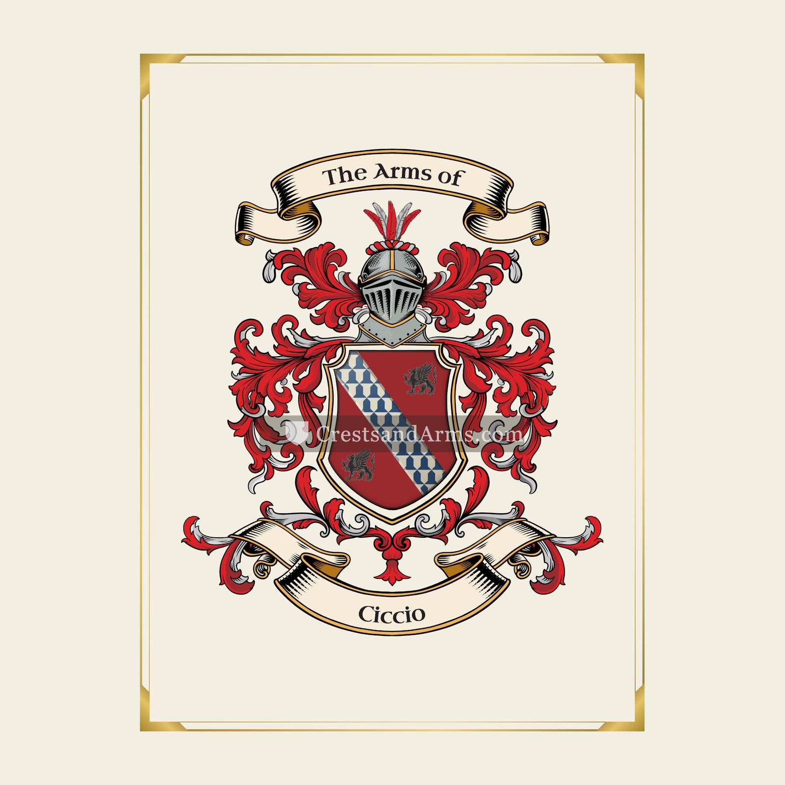 With gold border