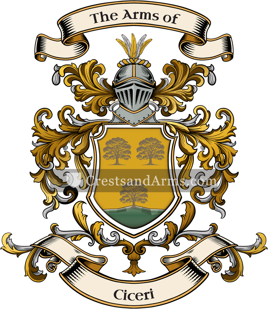 The Ciceri coat of arms, drawn from the recorded blazon