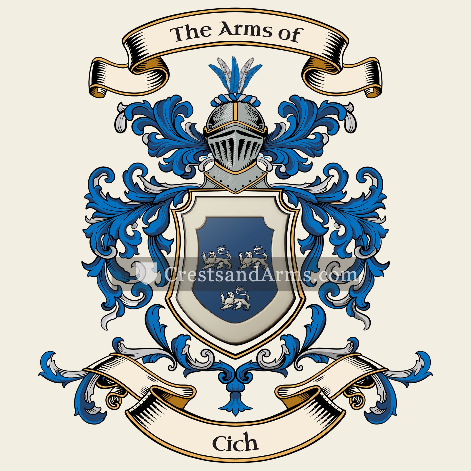 The Cich coat of arms, drawn from the recorded blazon