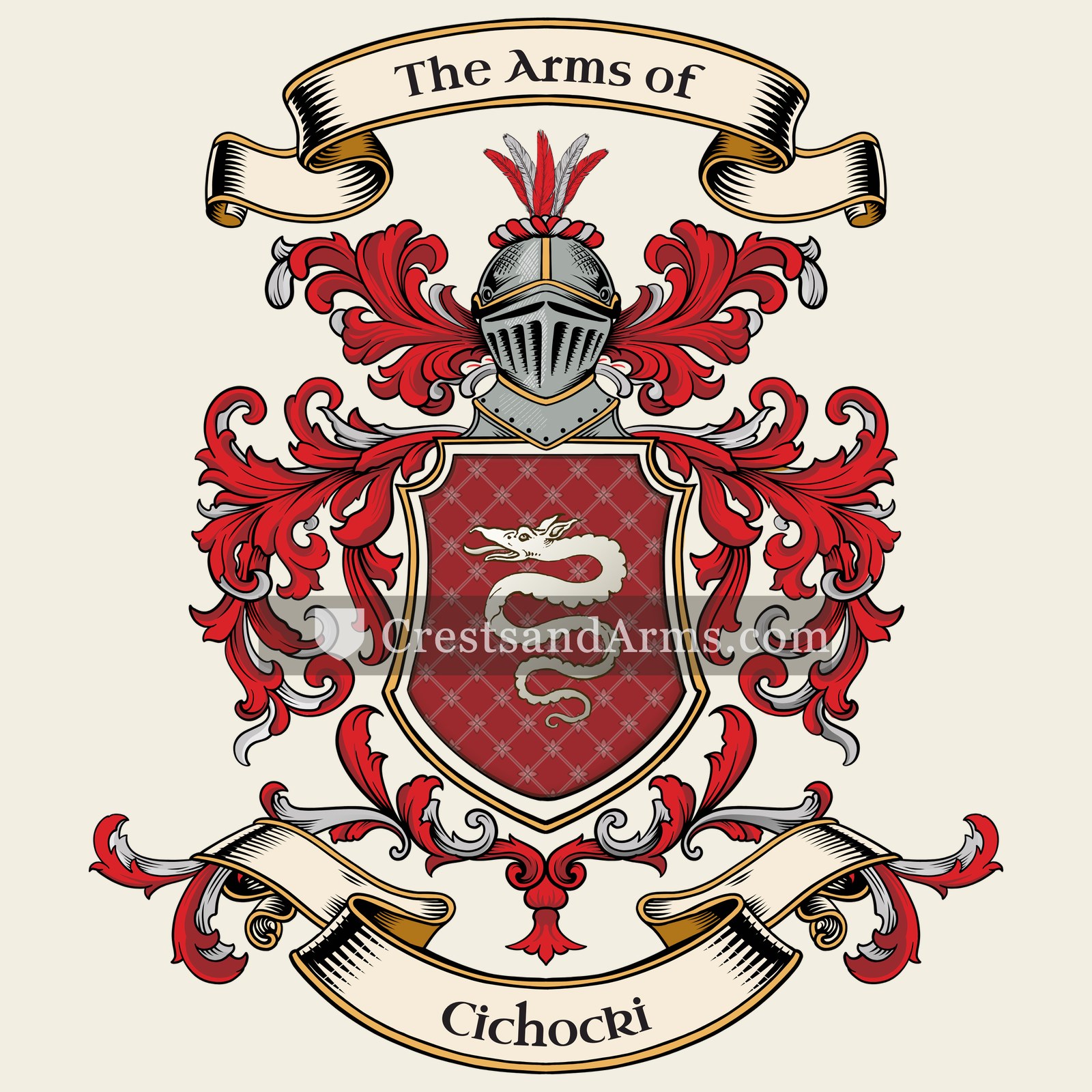 The Cichocki coat of arms, drawn from the recorded blazon