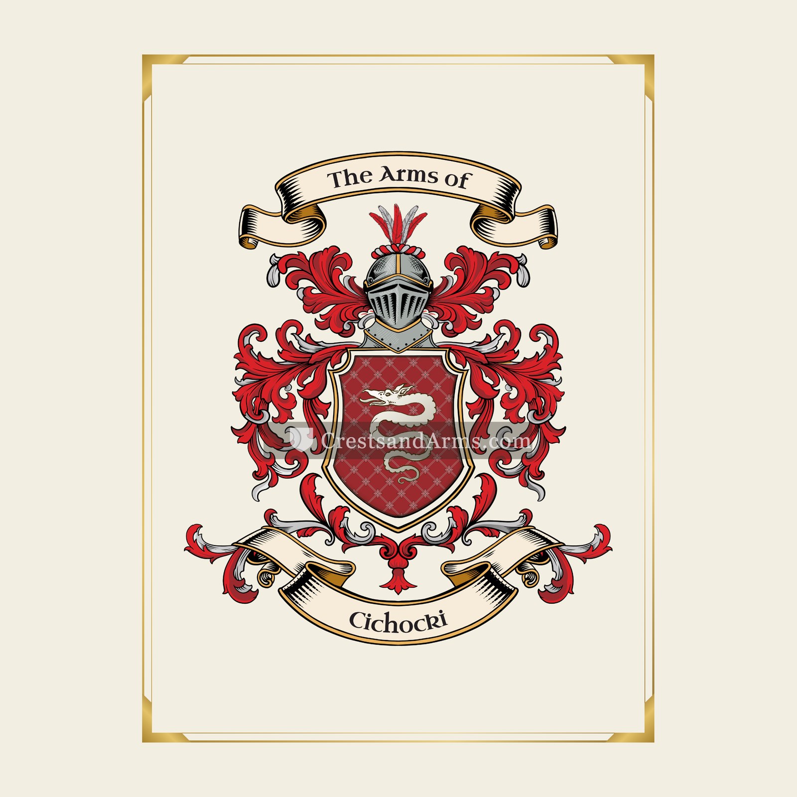 With gold border
