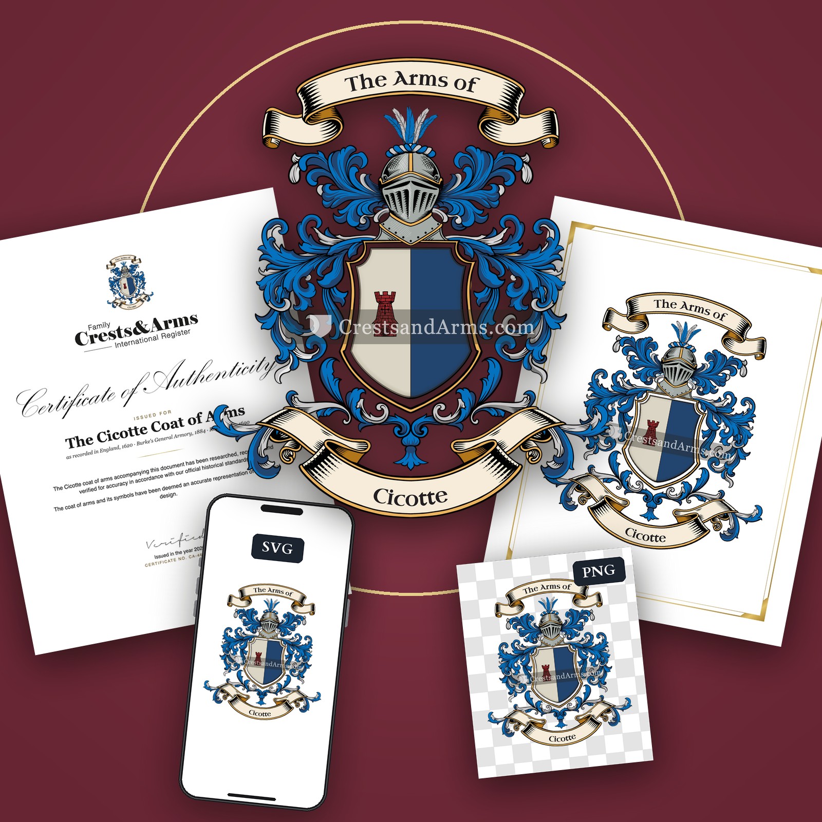 The Cicotte arms on the coat of arms — digital pack