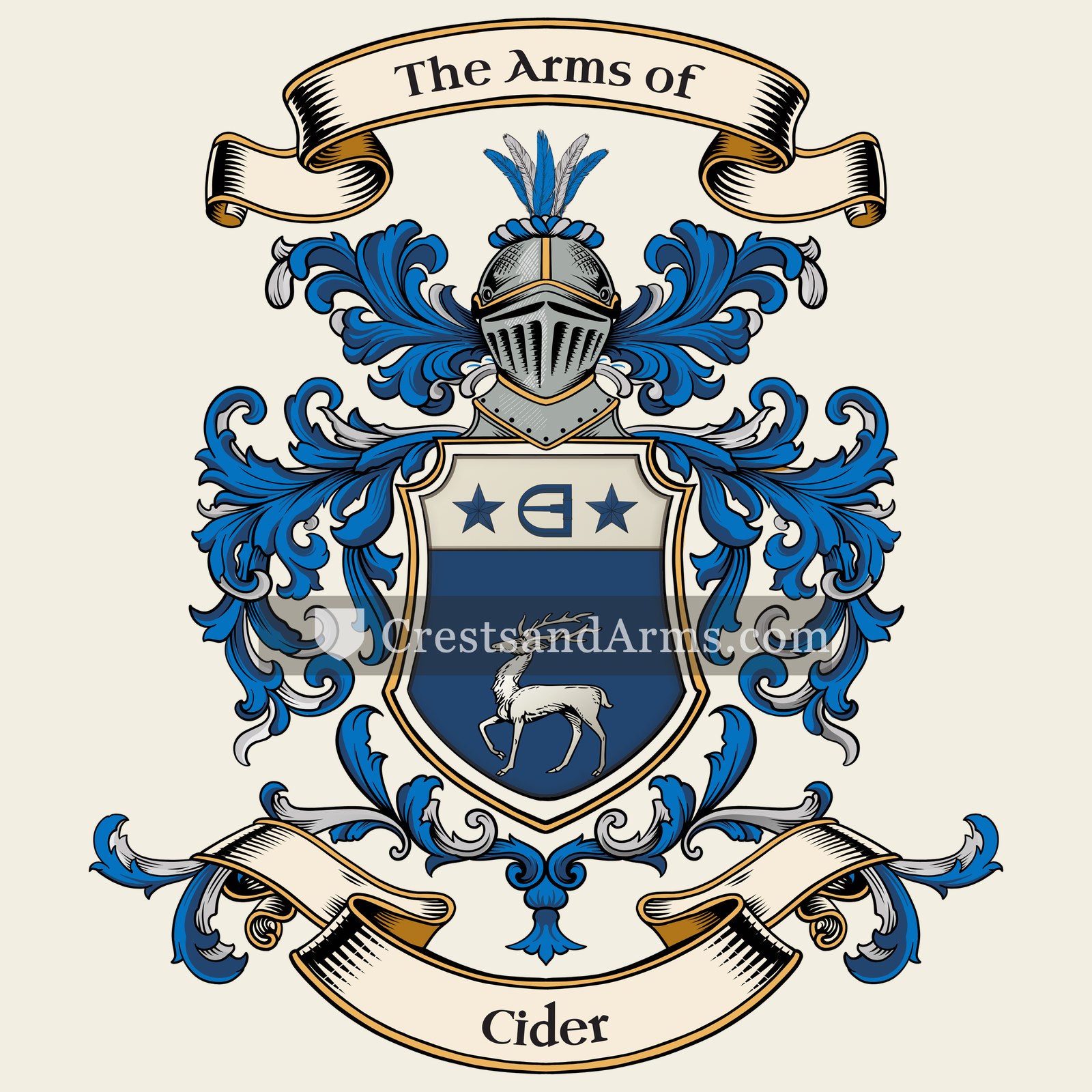 The Cider coat of arms, drawn from the recorded blazon