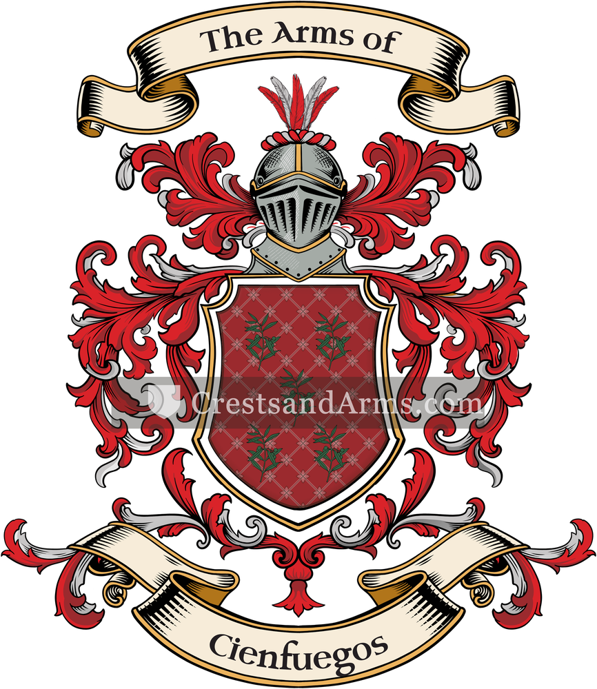The Cienfuegos coat of arms, drawn from the recorded blazon