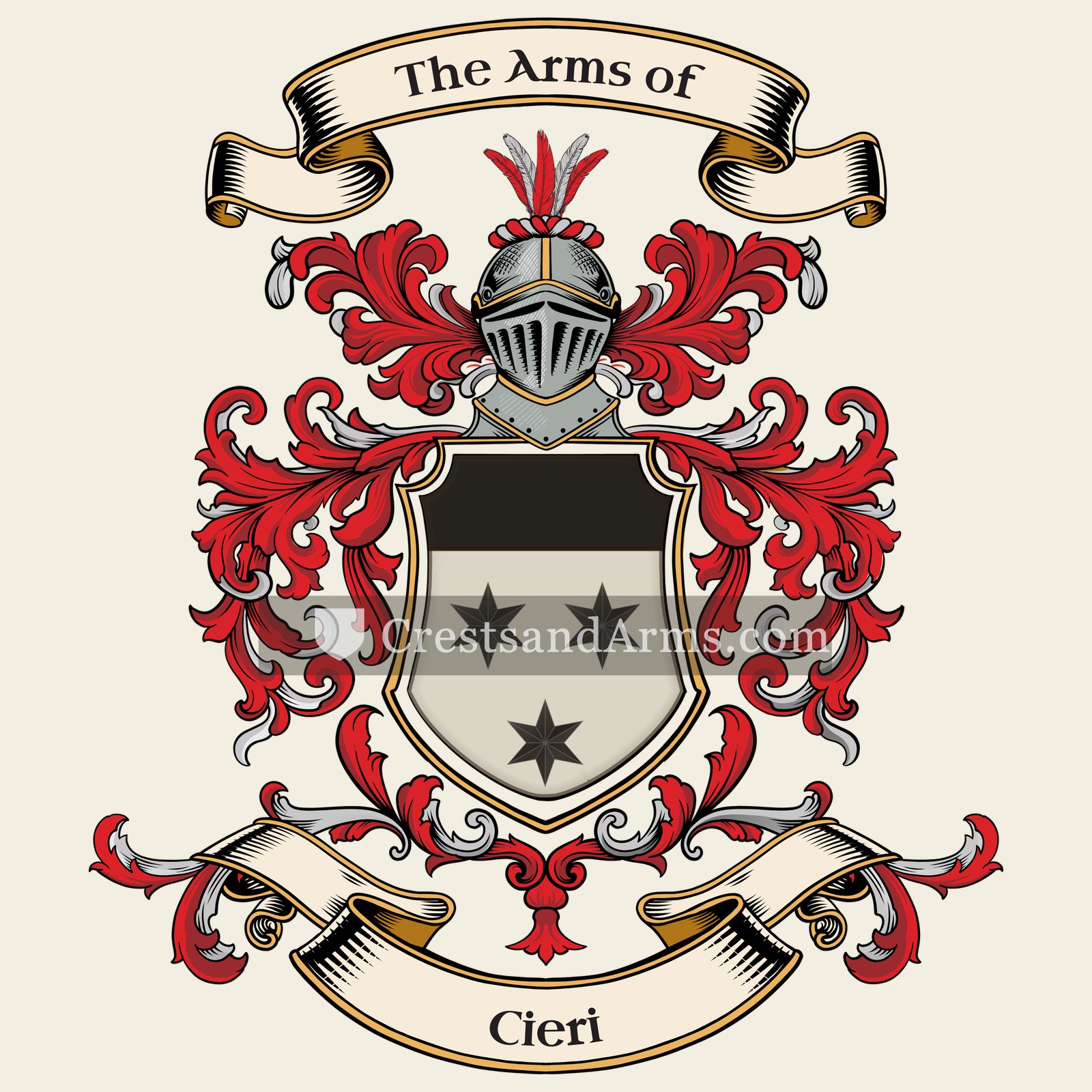 The Cieri coat of arms, drawn from the recorded blazon