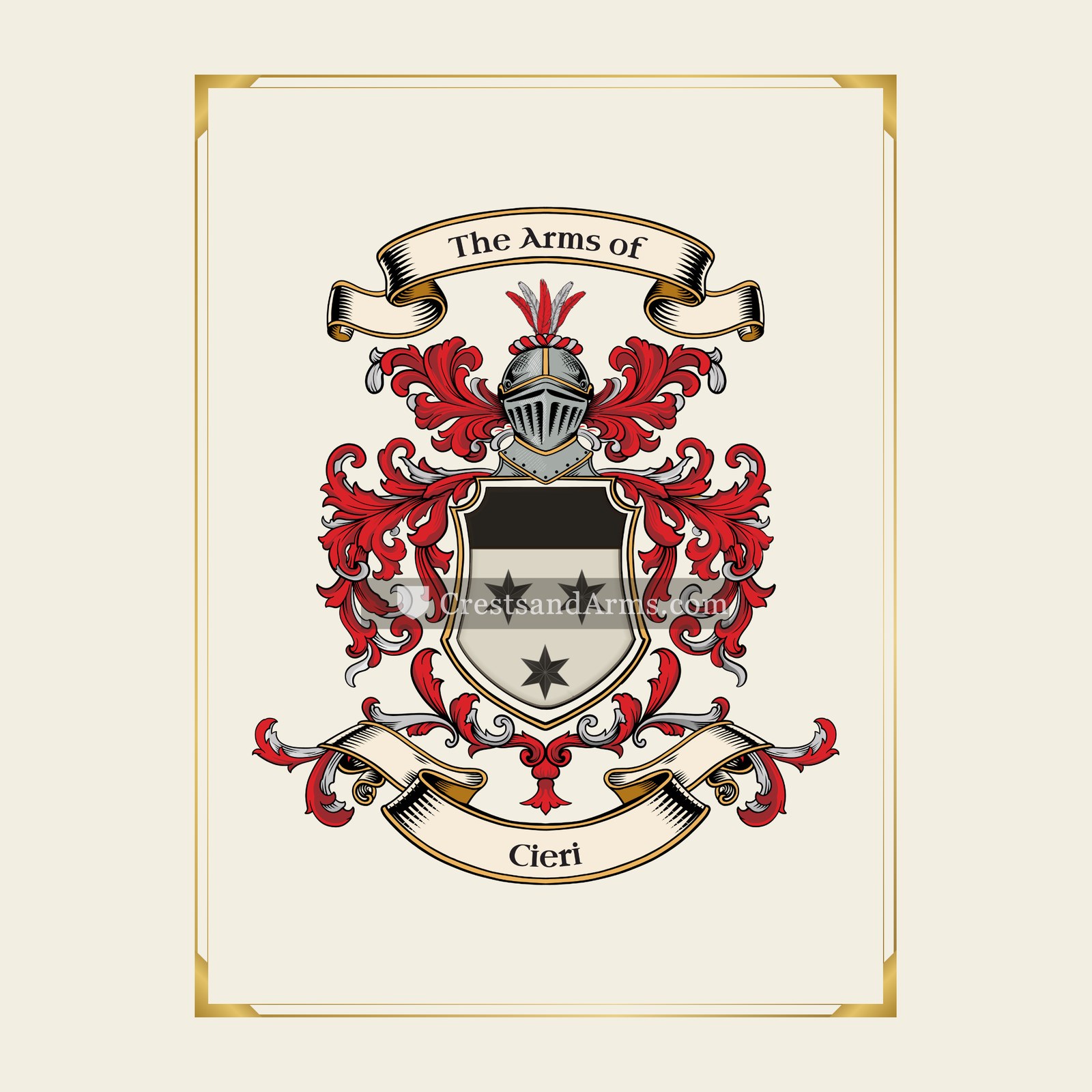 With gold border