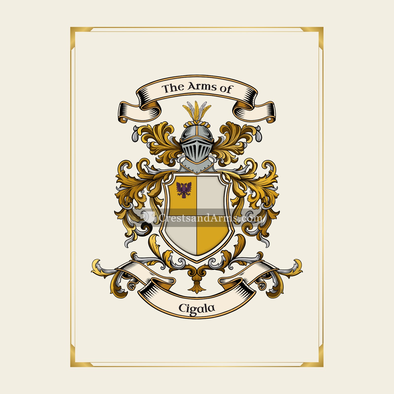 With gold border