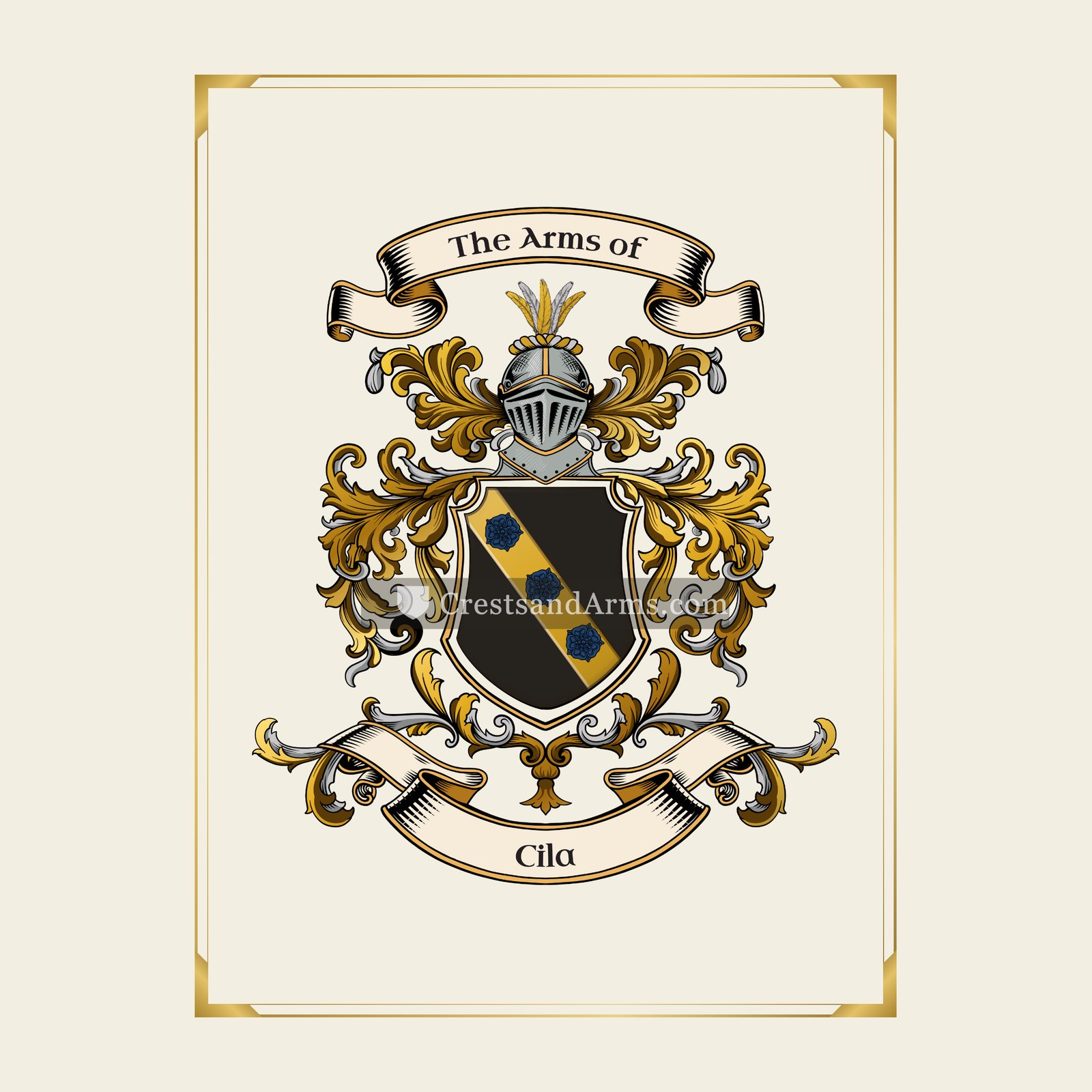 With gold border