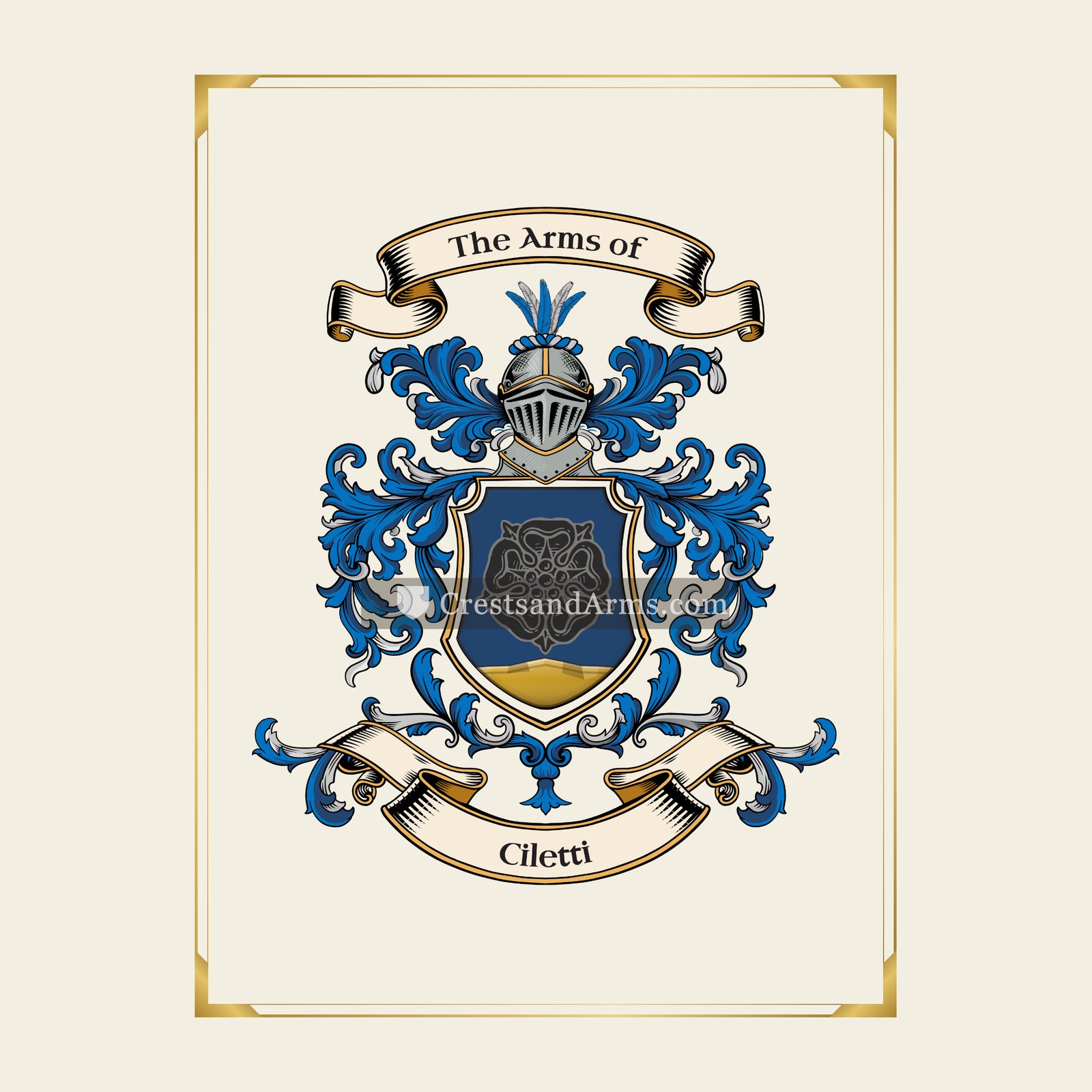 With gold border