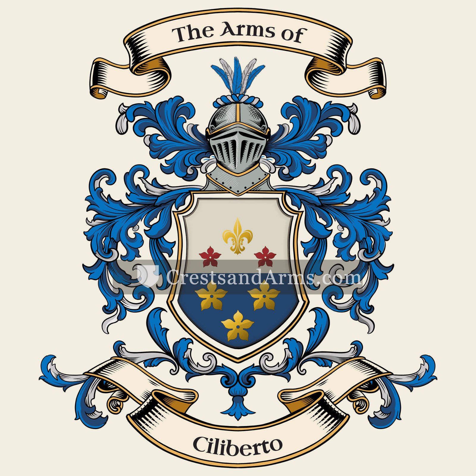 The Ciliberto coat of arms, drawn from the recorded blazon