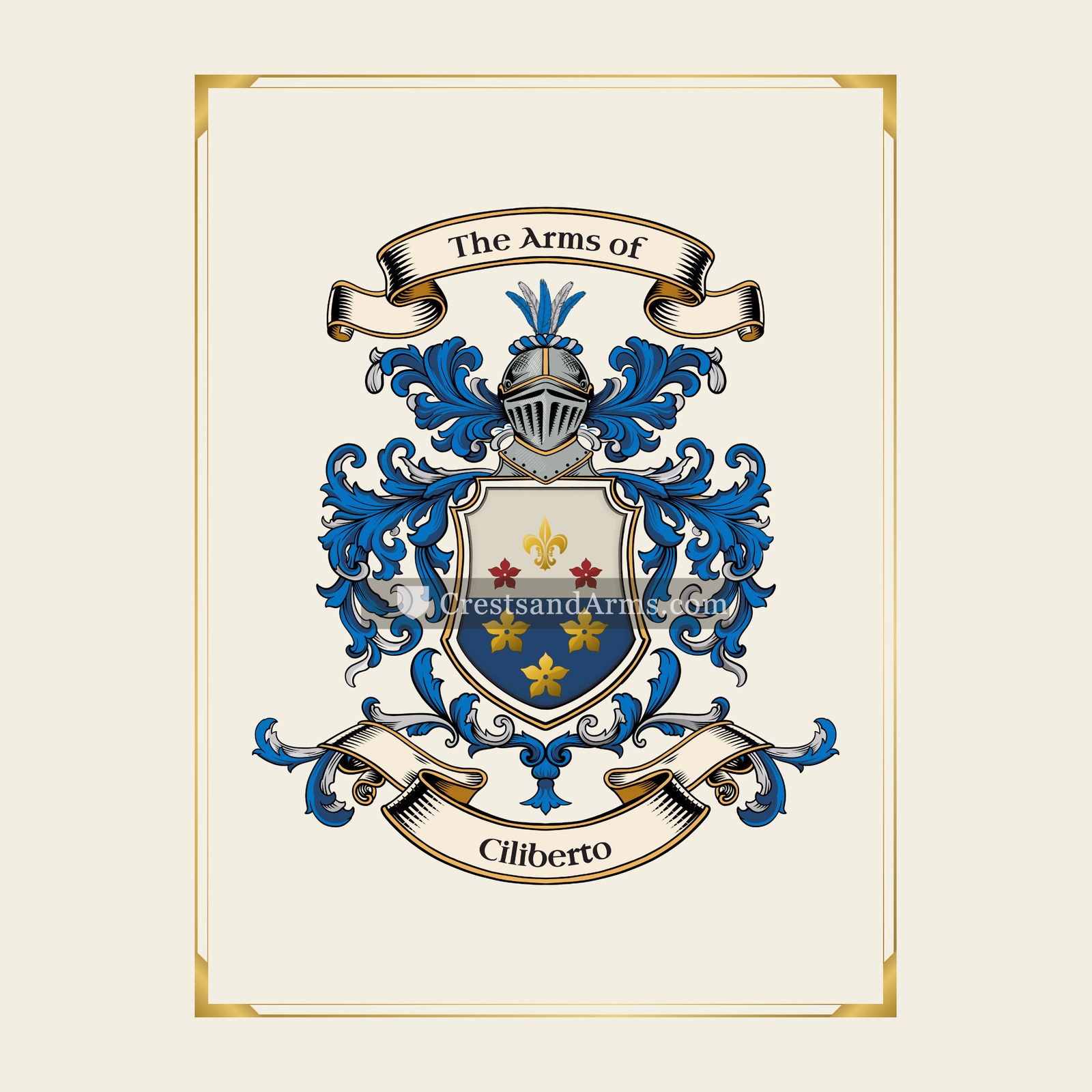 With gold border