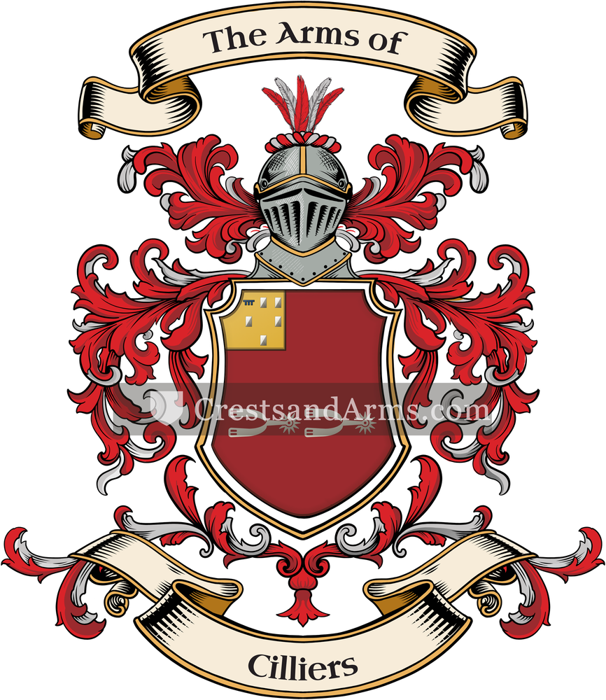 The Cilliers coat of arms, drawn from the recorded blazon