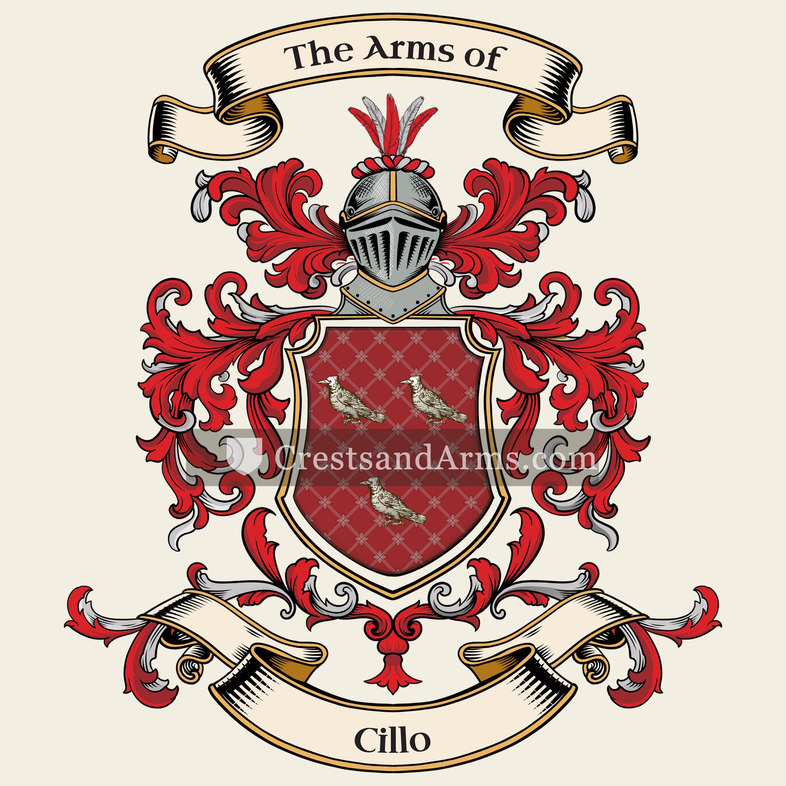 The Cillo coat of arms, drawn from the recorded blazon