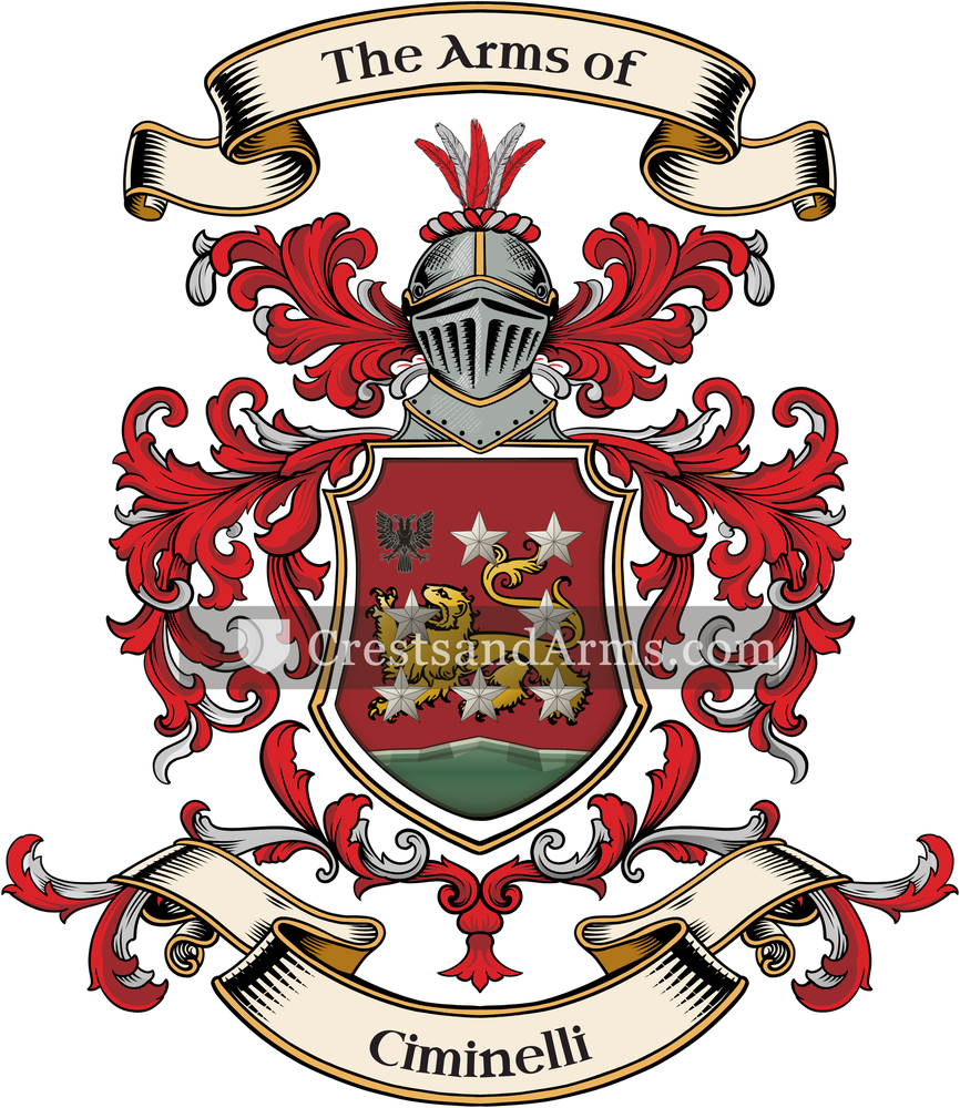 The Ciminelli coat of arms, drawn from the recorded blazon