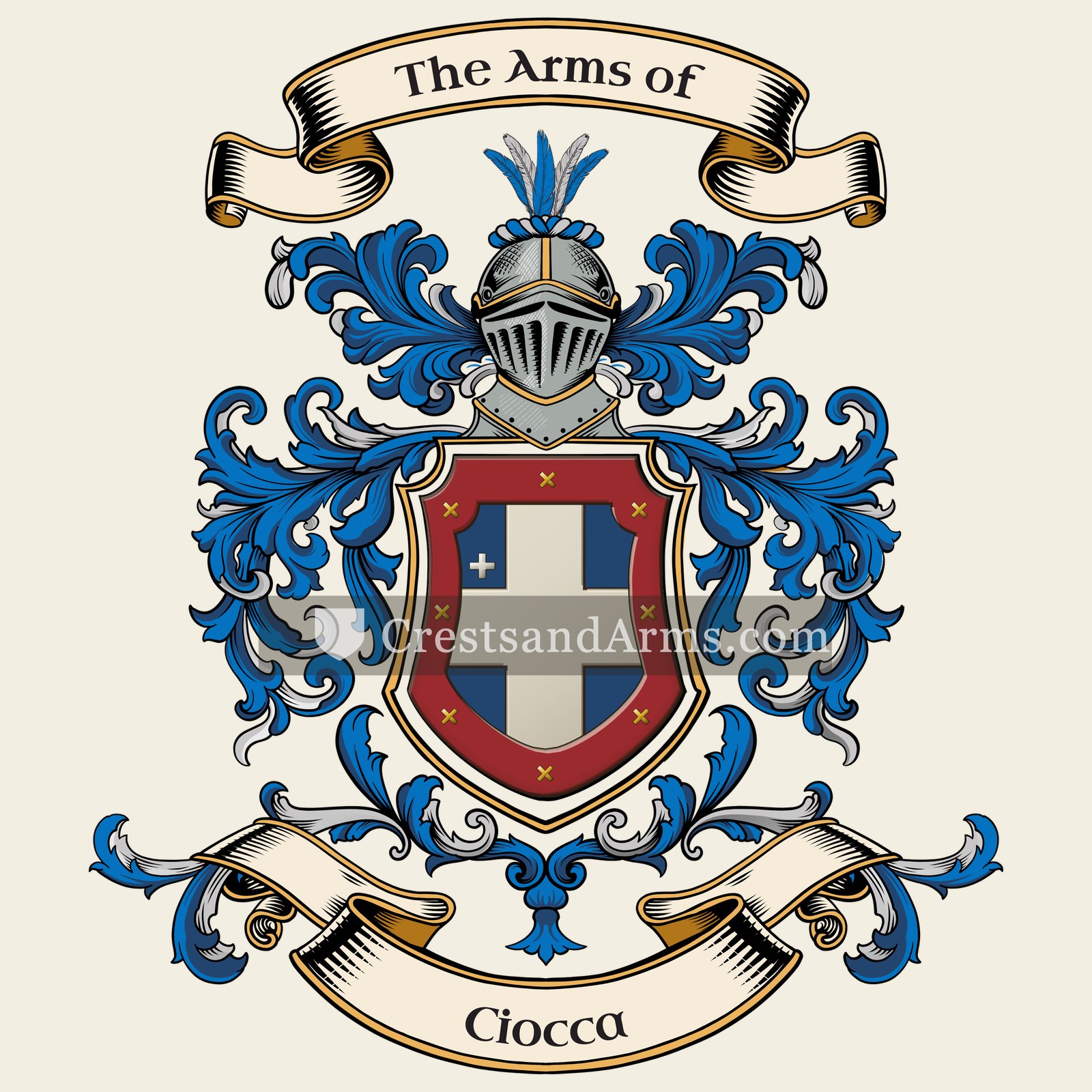 The Ciocca coat of arms, drawn from the recorded blazon