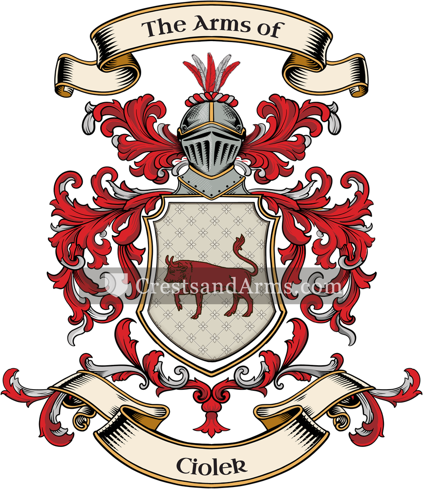 The Ciolek coat of arms, drawn from the recorded blazon