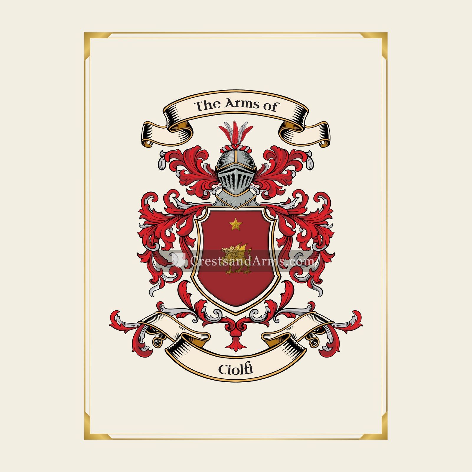 With gold border