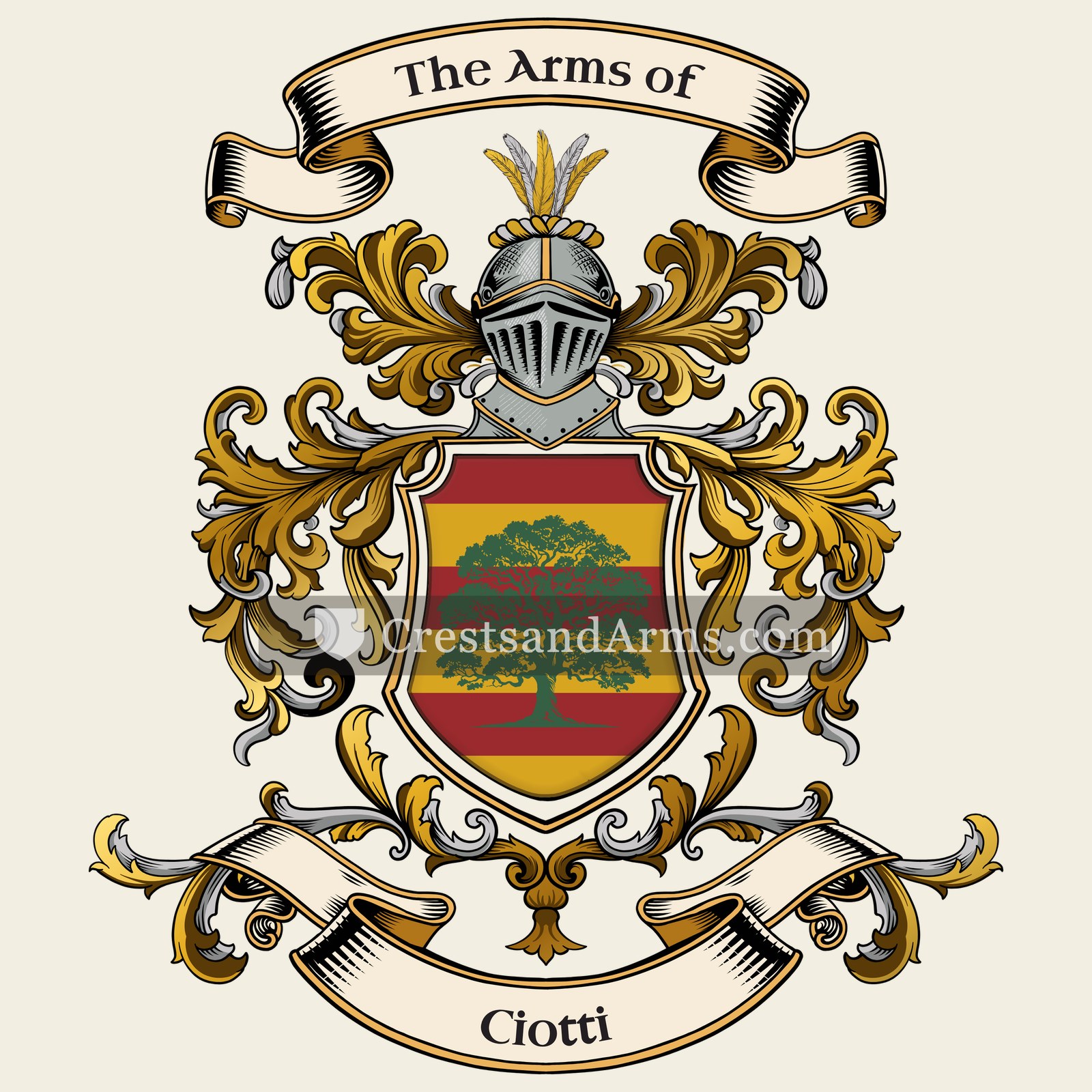 The Ciotti coat of arms, drawn from the recorded blazon