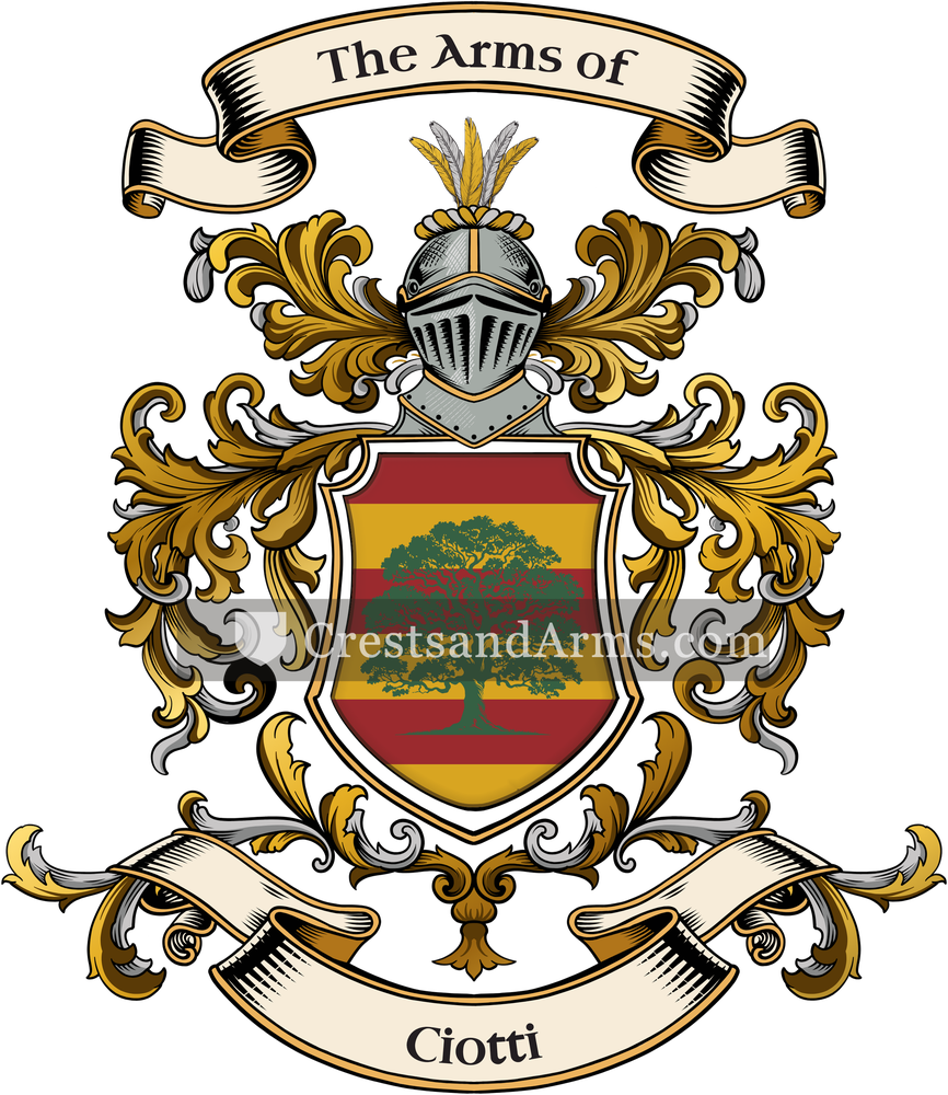 The Ciotti coat of arms, drawn from the recorded blazon