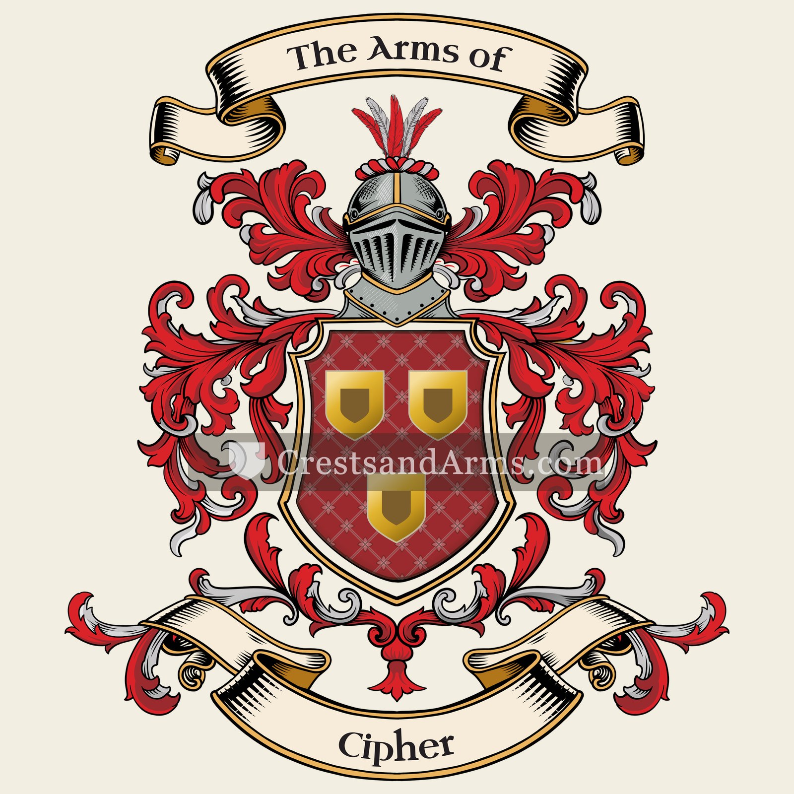 The Cipher coat of arms, drawn from the recorded blazon