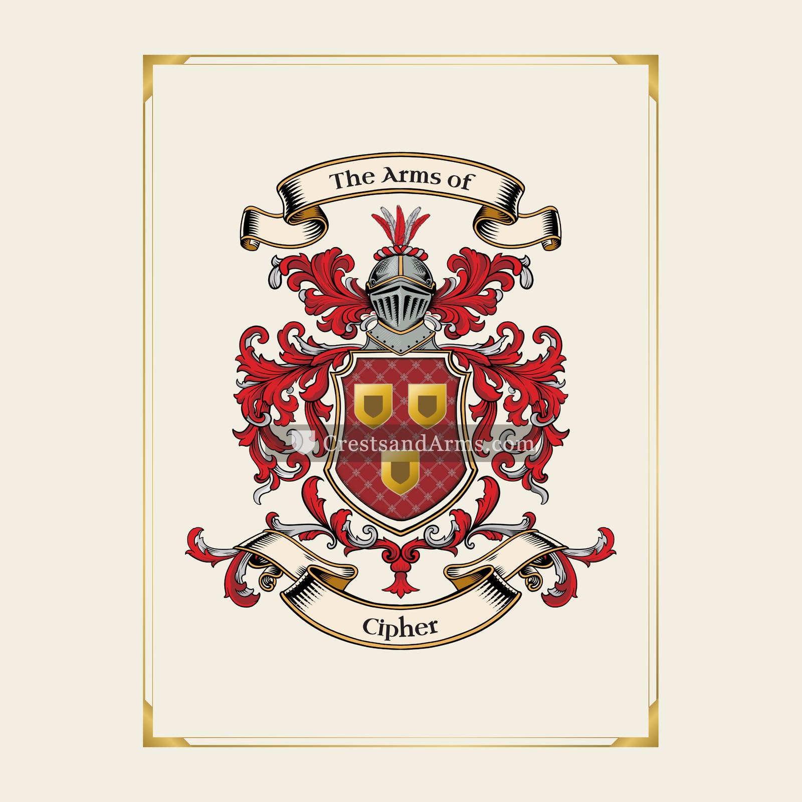 With gold border