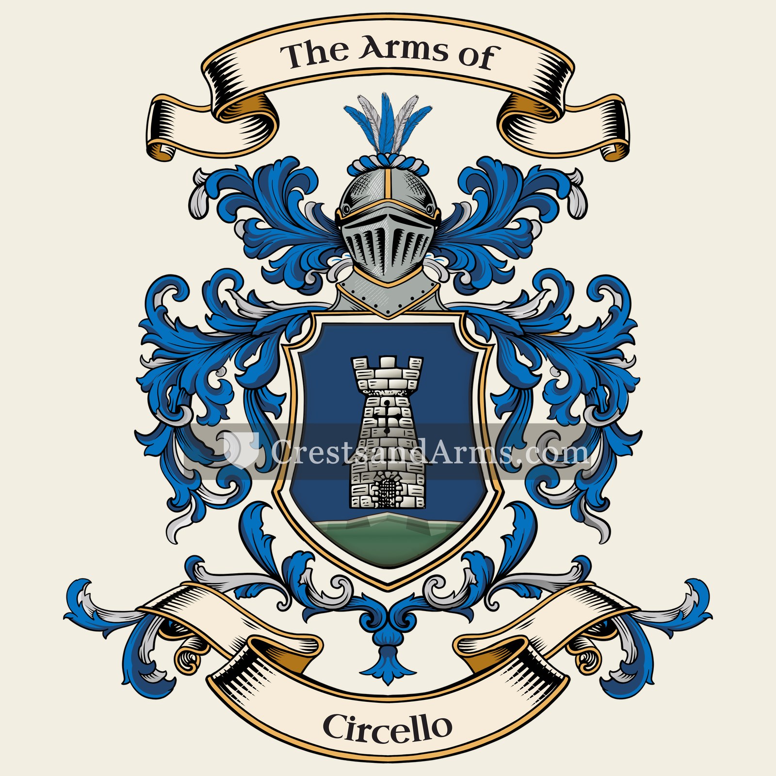 The Circello coat of arms, drawn from the recorded blazon