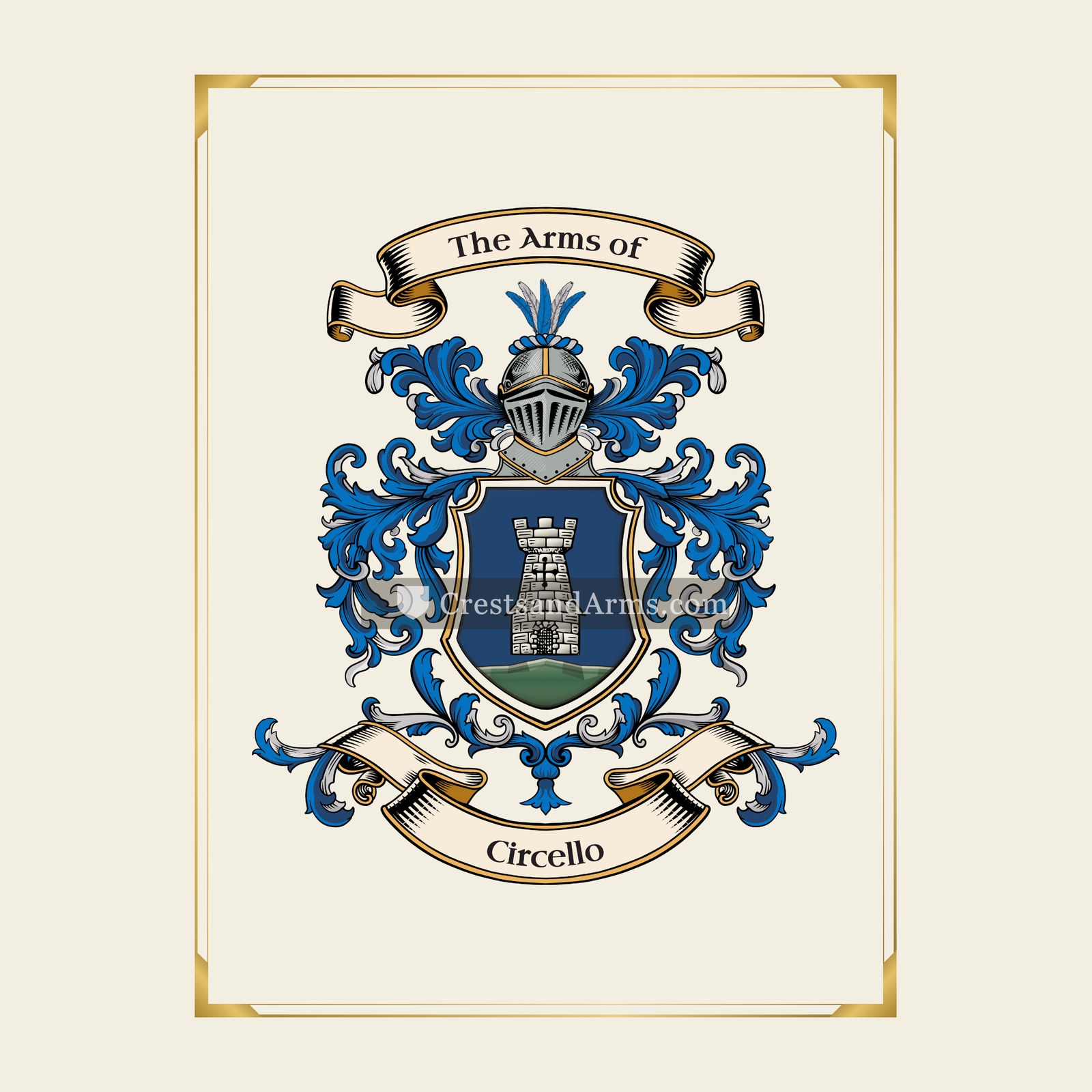 With gold border