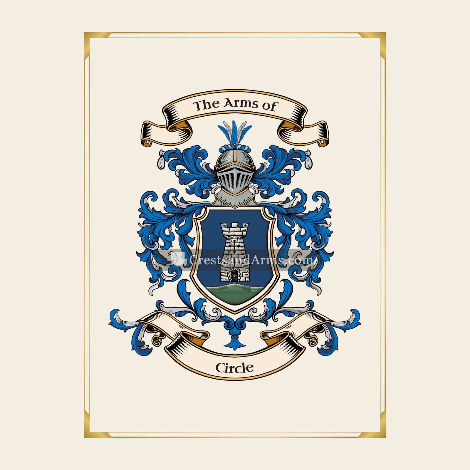With gold border
