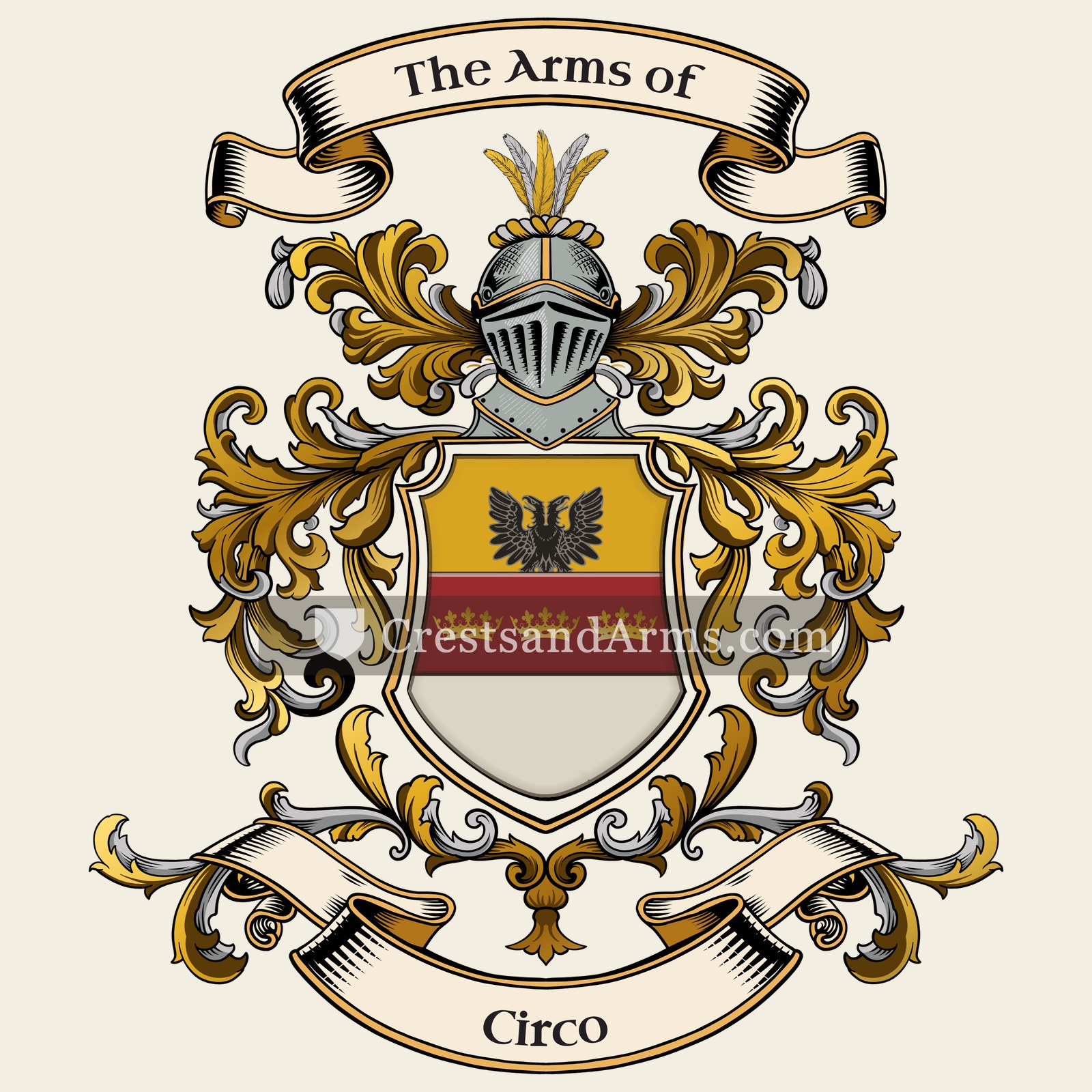 The Circo coat of arms, drawn from the recorded blazon
