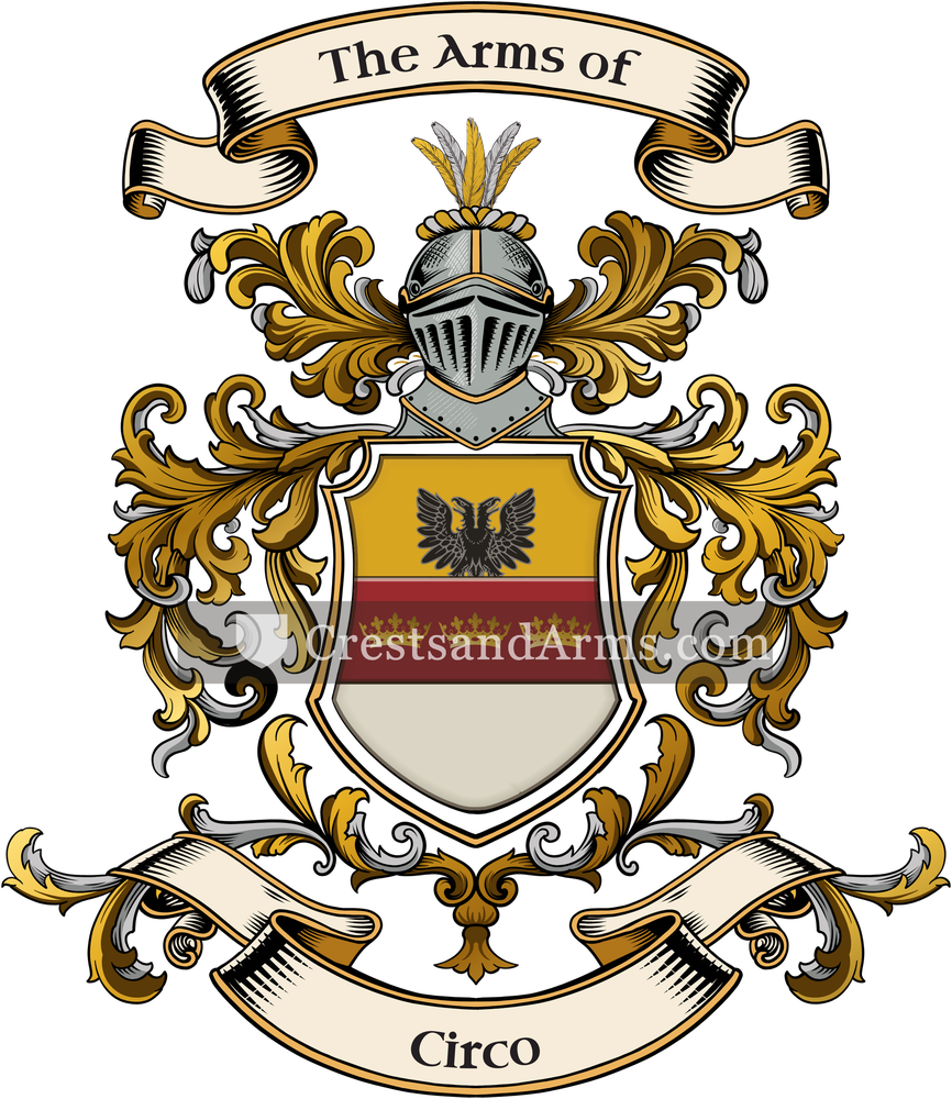 The Circo coat of arms, drawn from the recorded blazon
