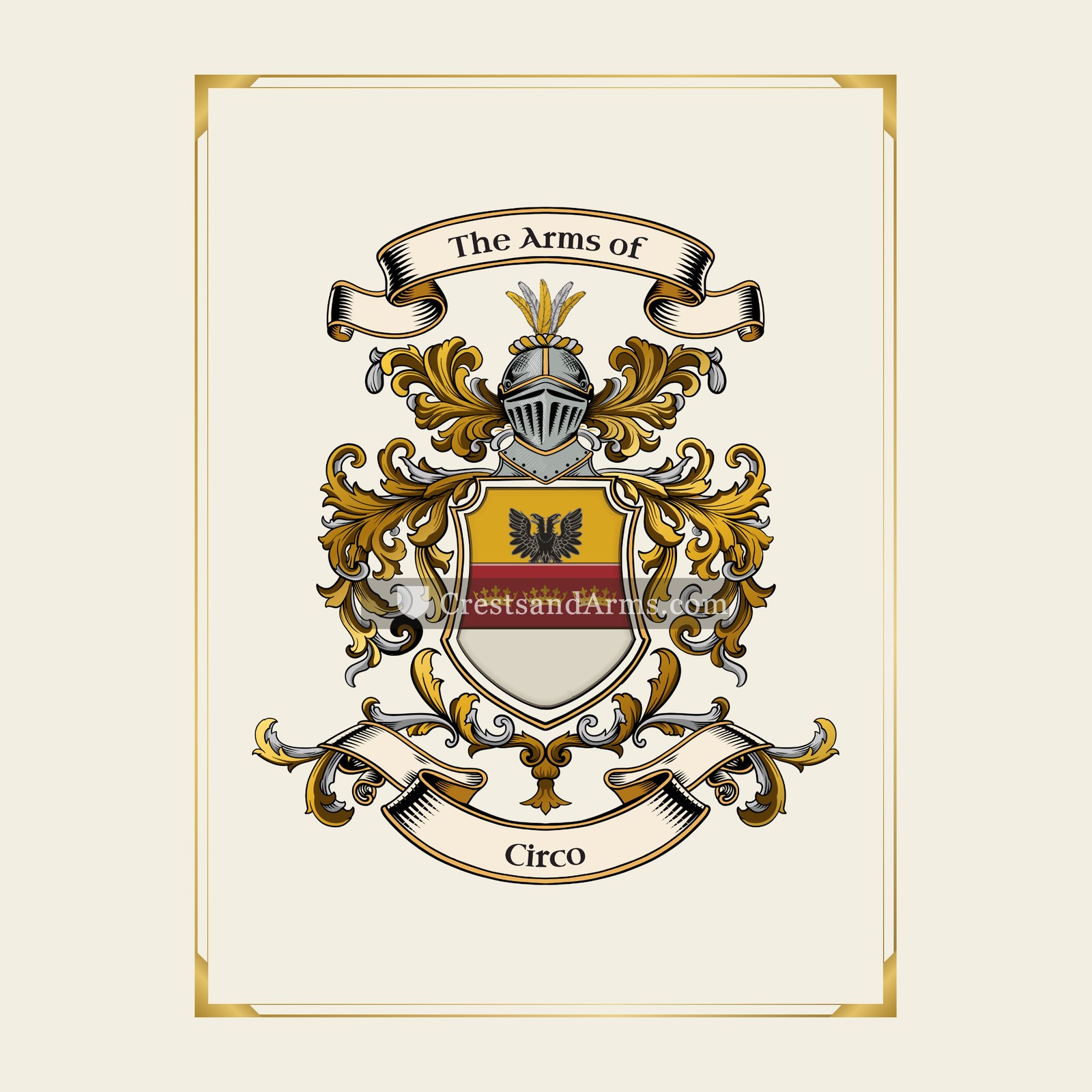 With gold border