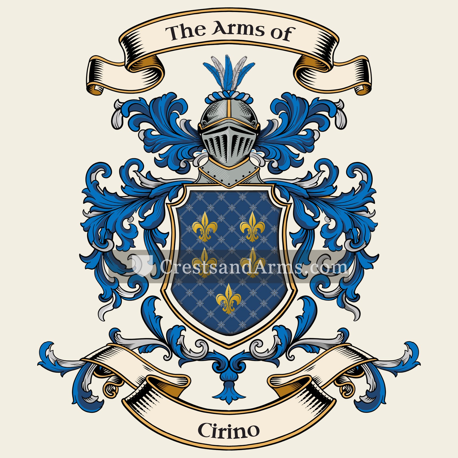 The Cirino coat of arms, drawn from the recorded blazon