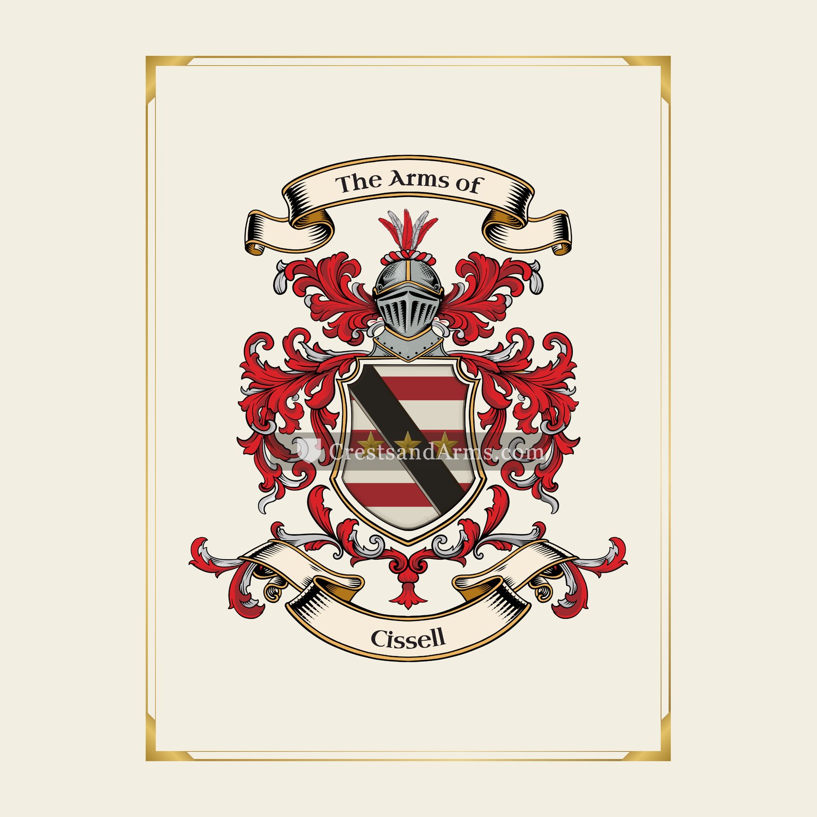 With gold border