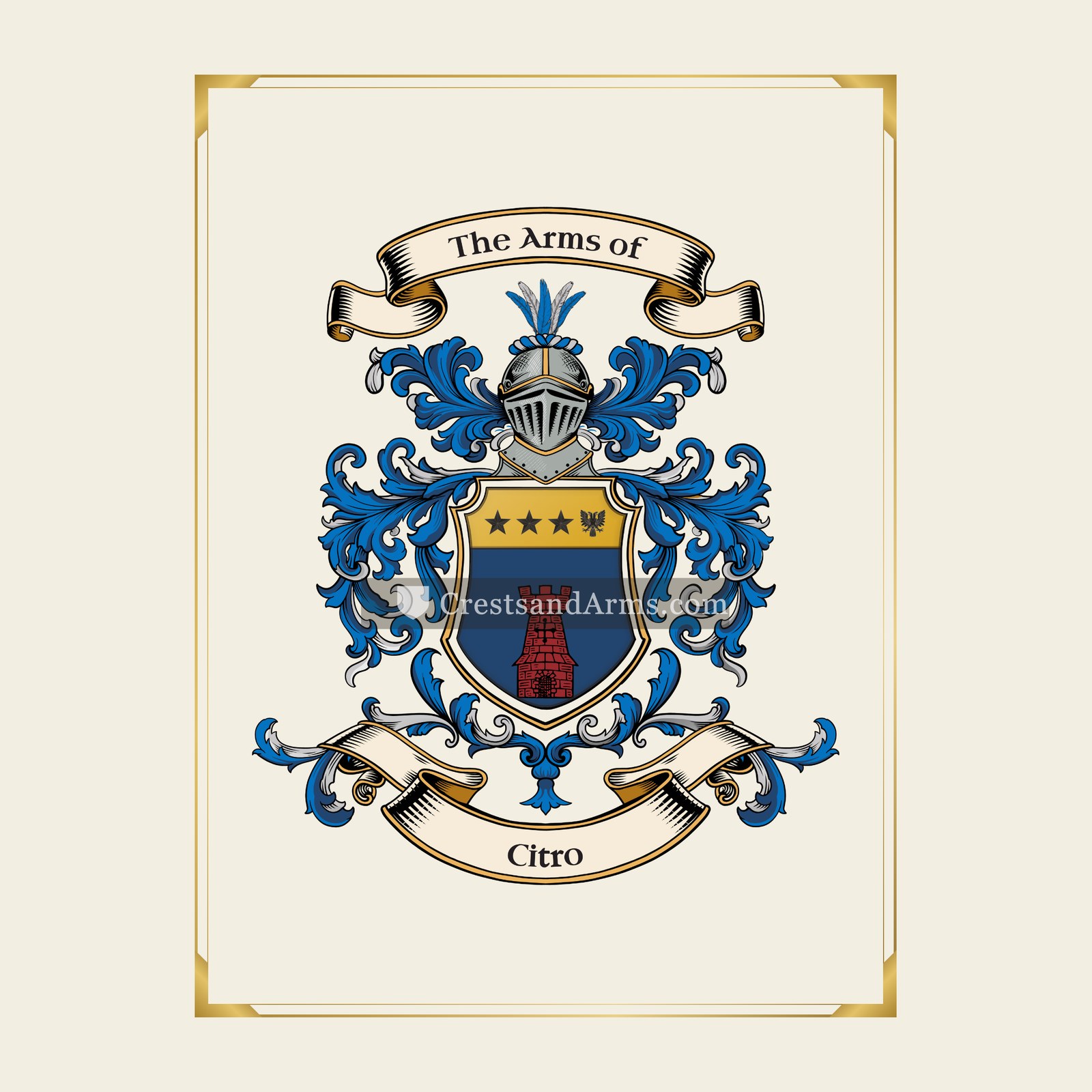 With gold border