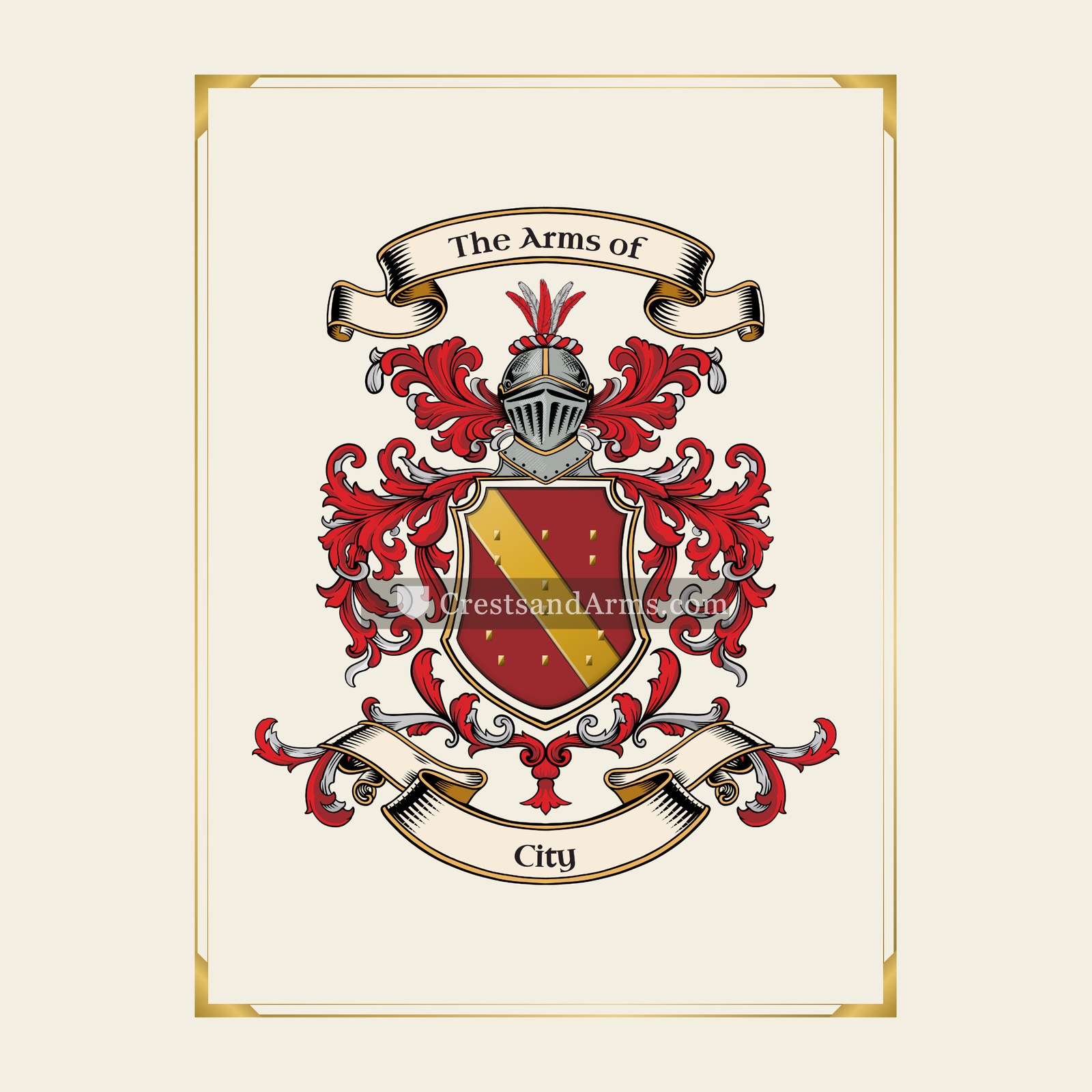 With gold border