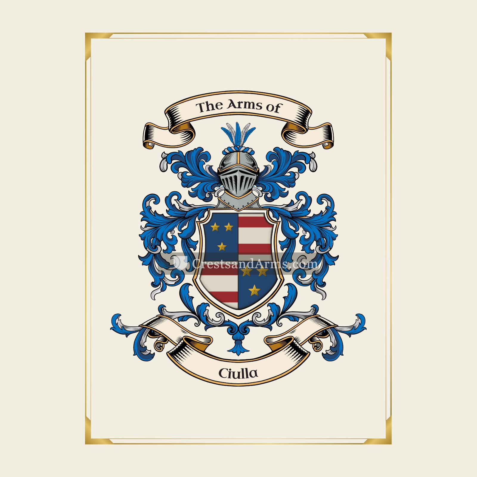 With gold border