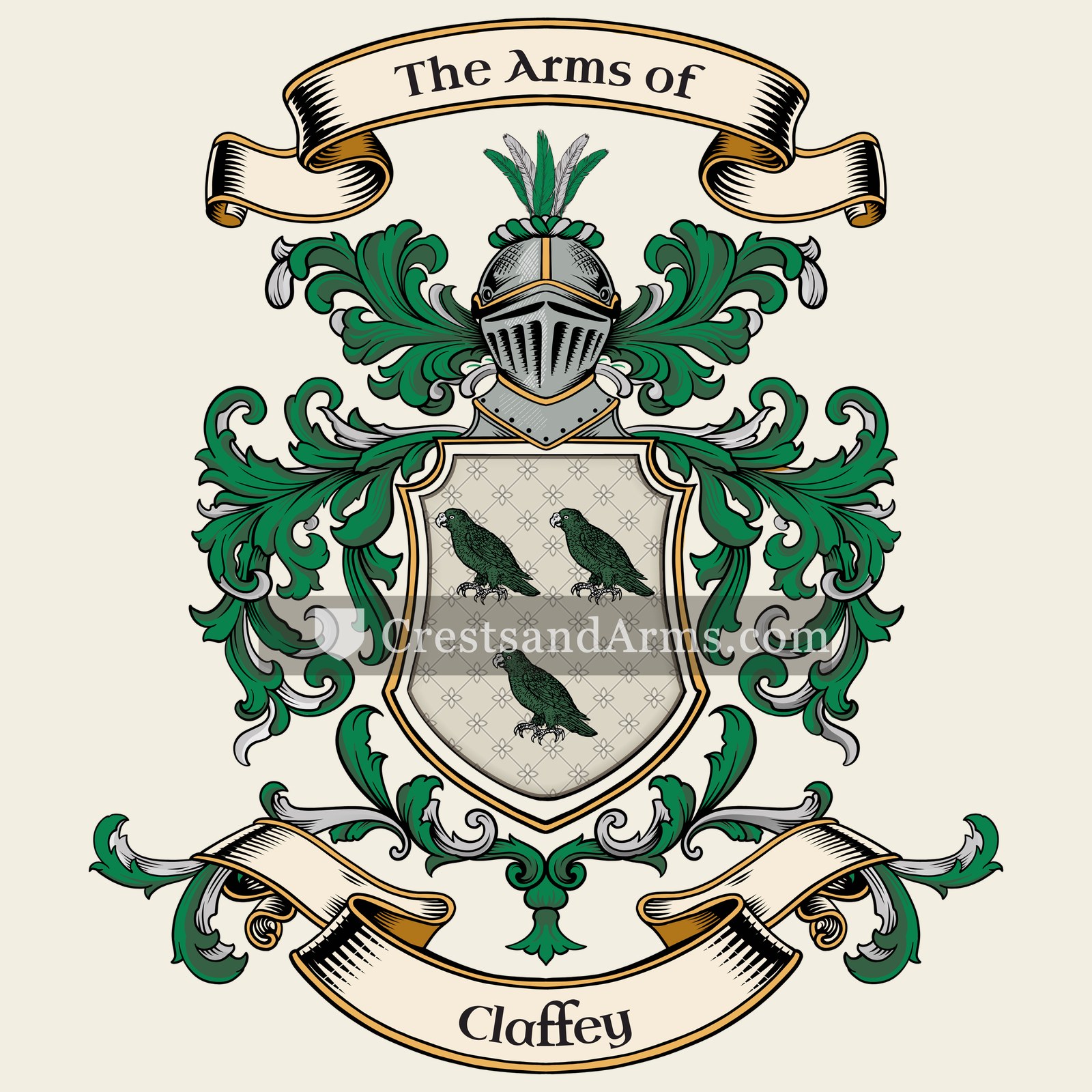 The Claffey coat of arms, drawn from the recorded blazon