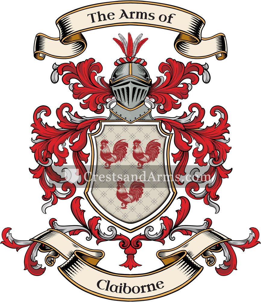The Claiborne coat of arms, drawn from the recorded blazon