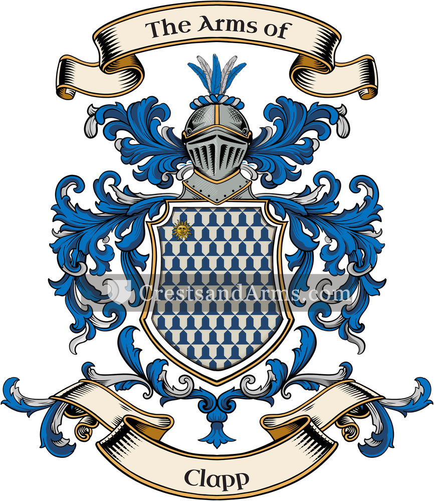 The Clapp coat of arms, drawn from the recorded blazon