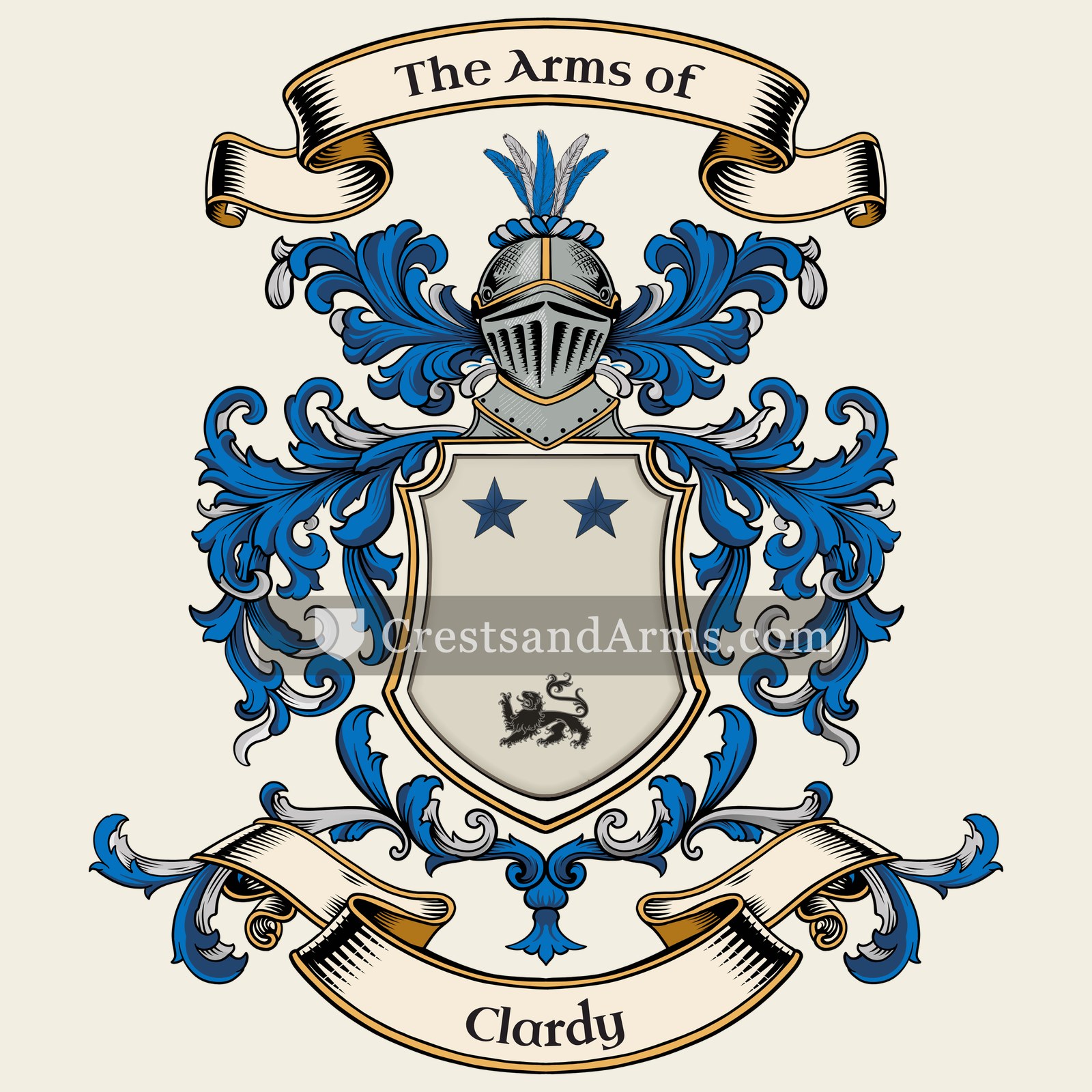 The Clardy coat of arms, drawn from the recorded blazon