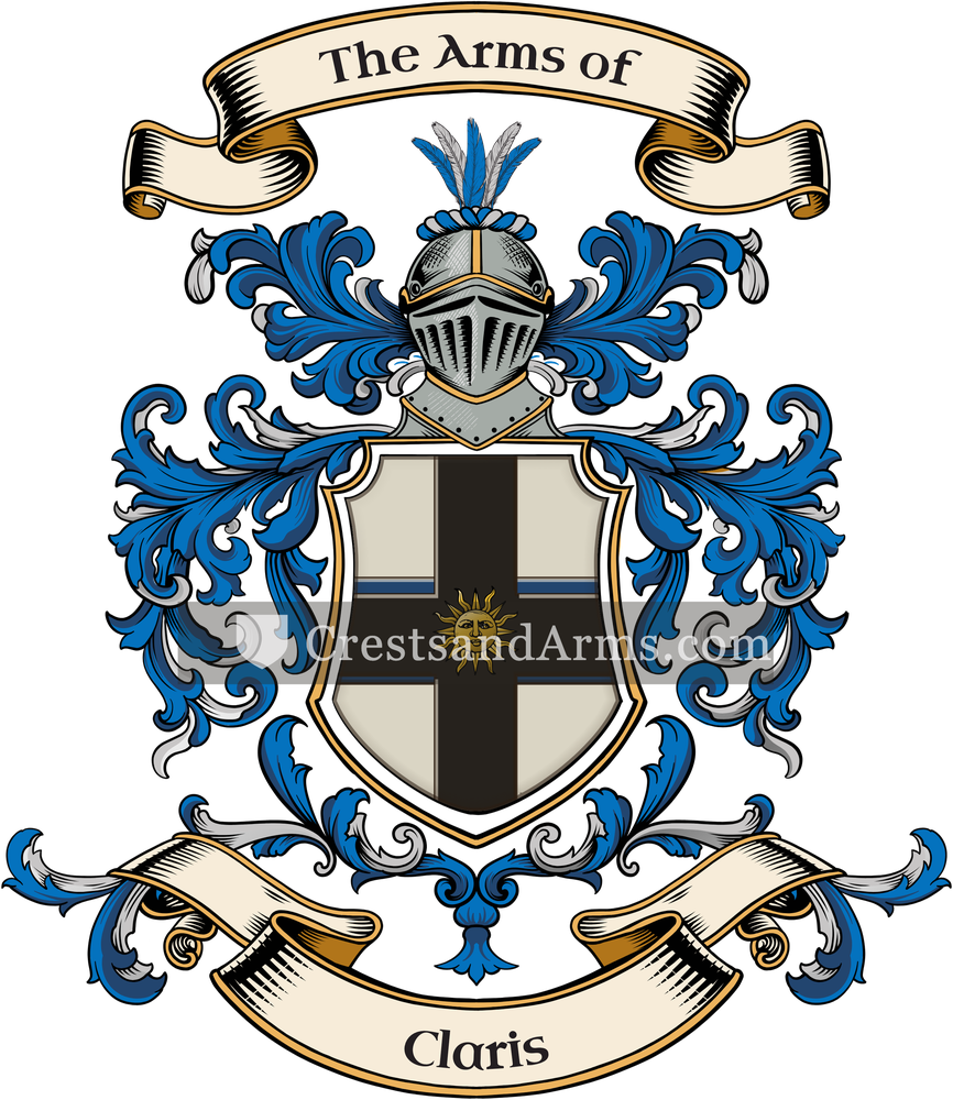 The Claris coat of arms, drawn from the recorded blazon