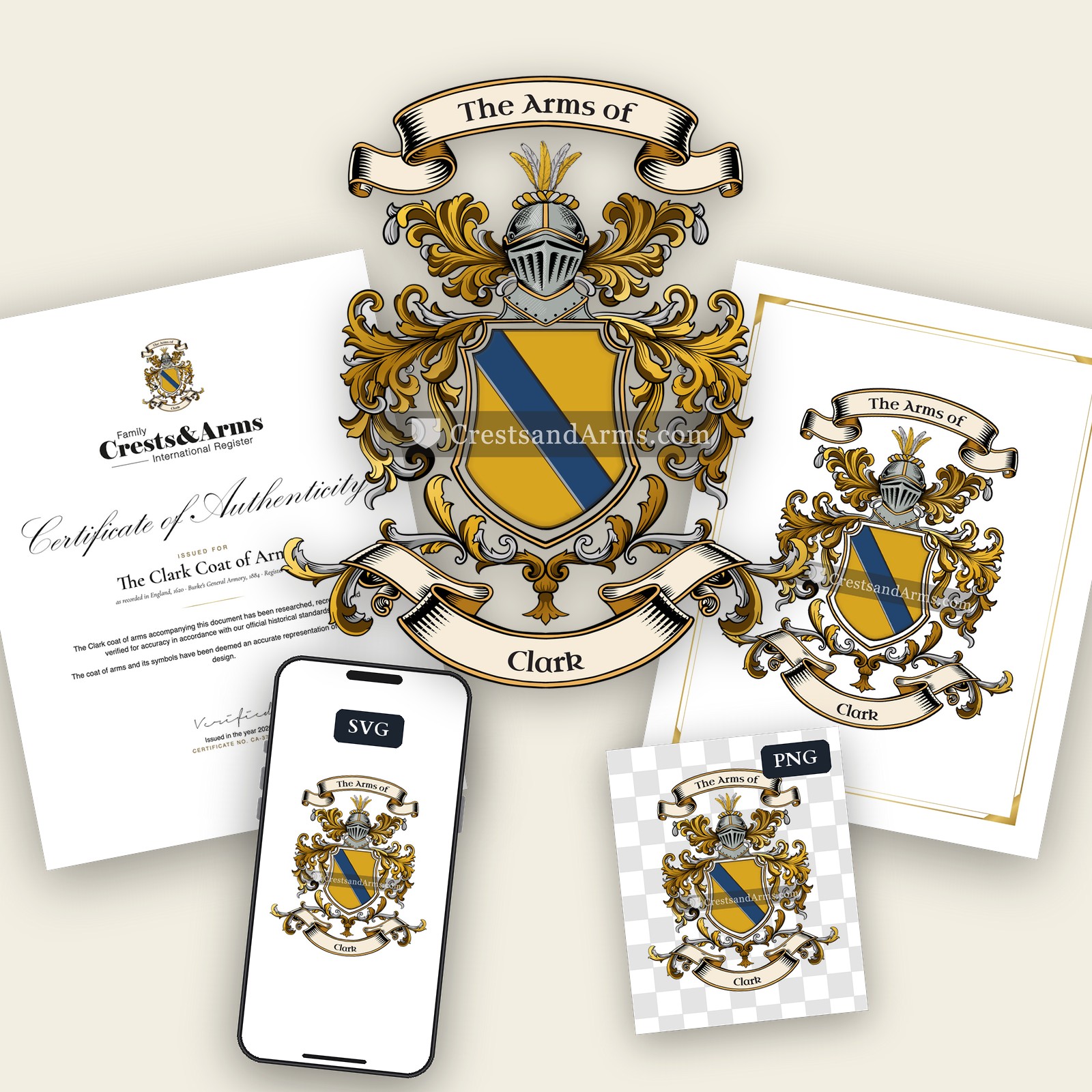 The Clark arms on the coat of arms — digital pack