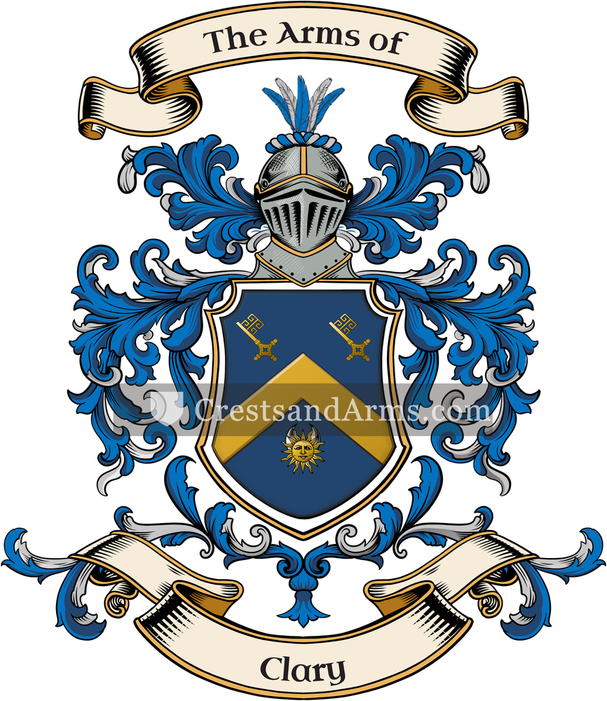 The Clary coat of arms, drawn from the recorded blazon