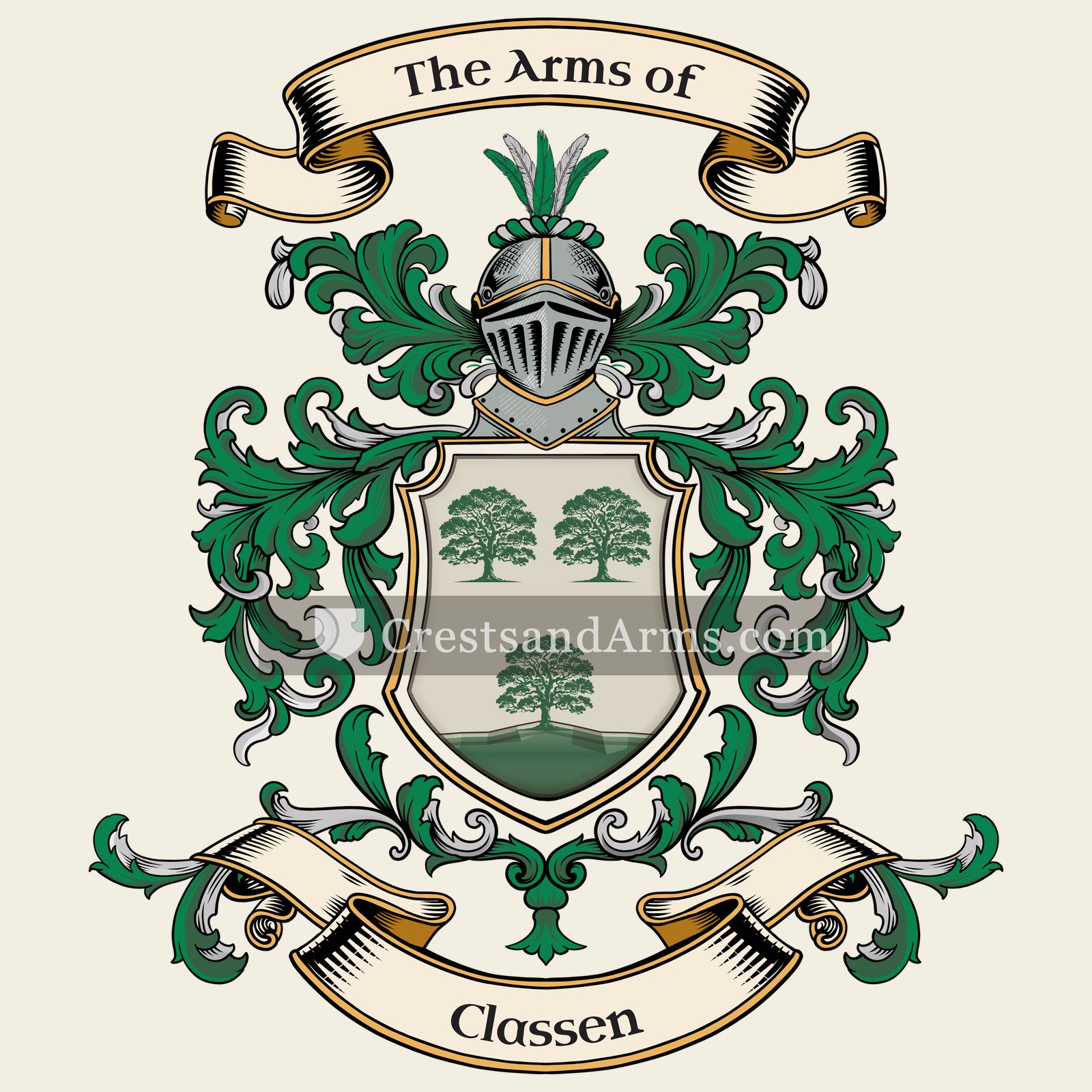 The Classen coat of arms, drawn from the recorded blazon
