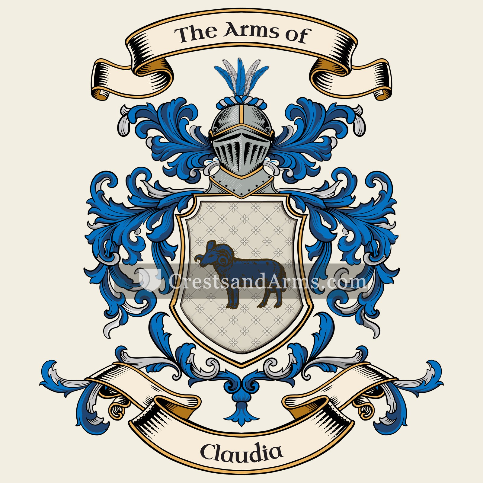 The Claudia coat of arms, drawn from the recorded blazon