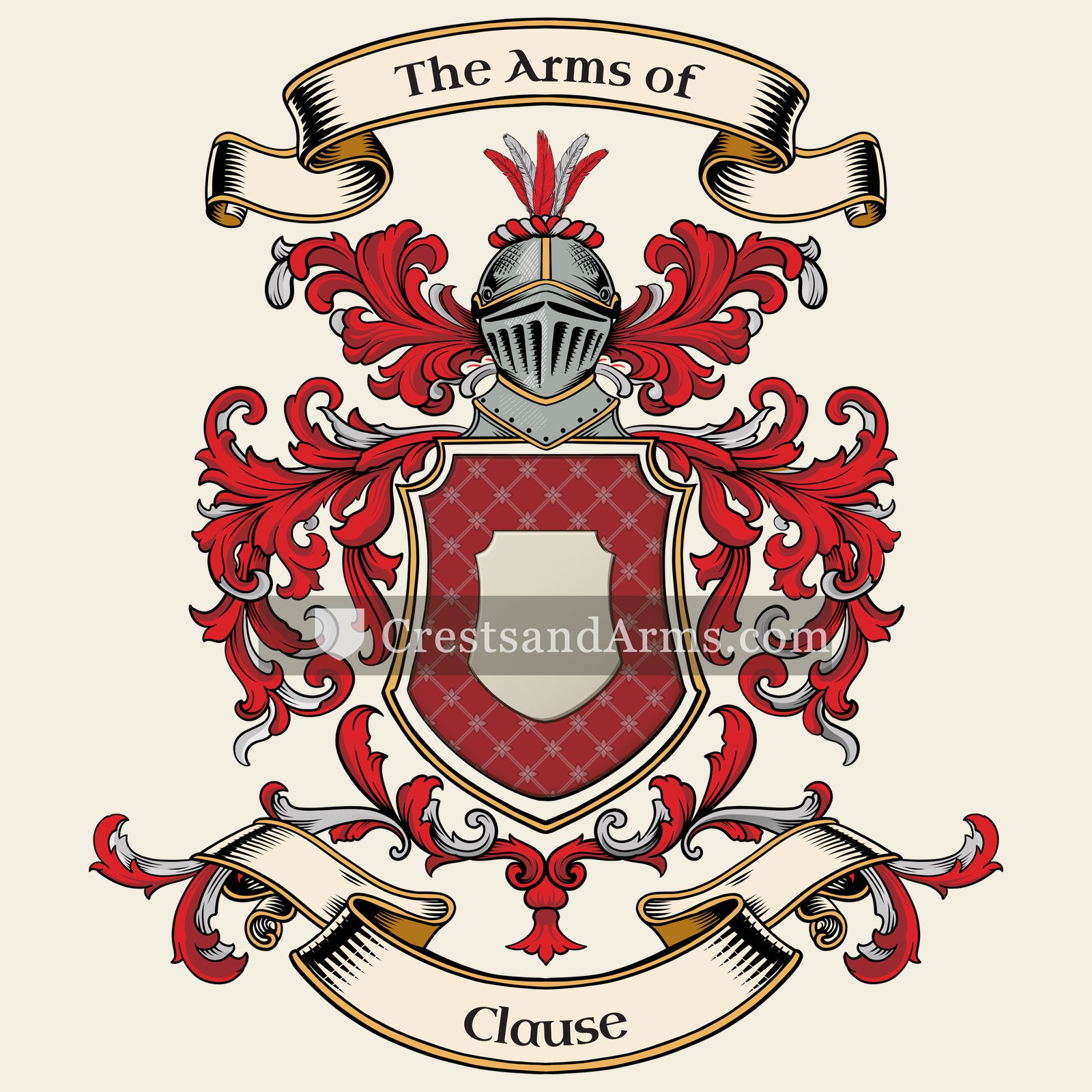 The Clause coat of arms, drawn from the recorded blazon